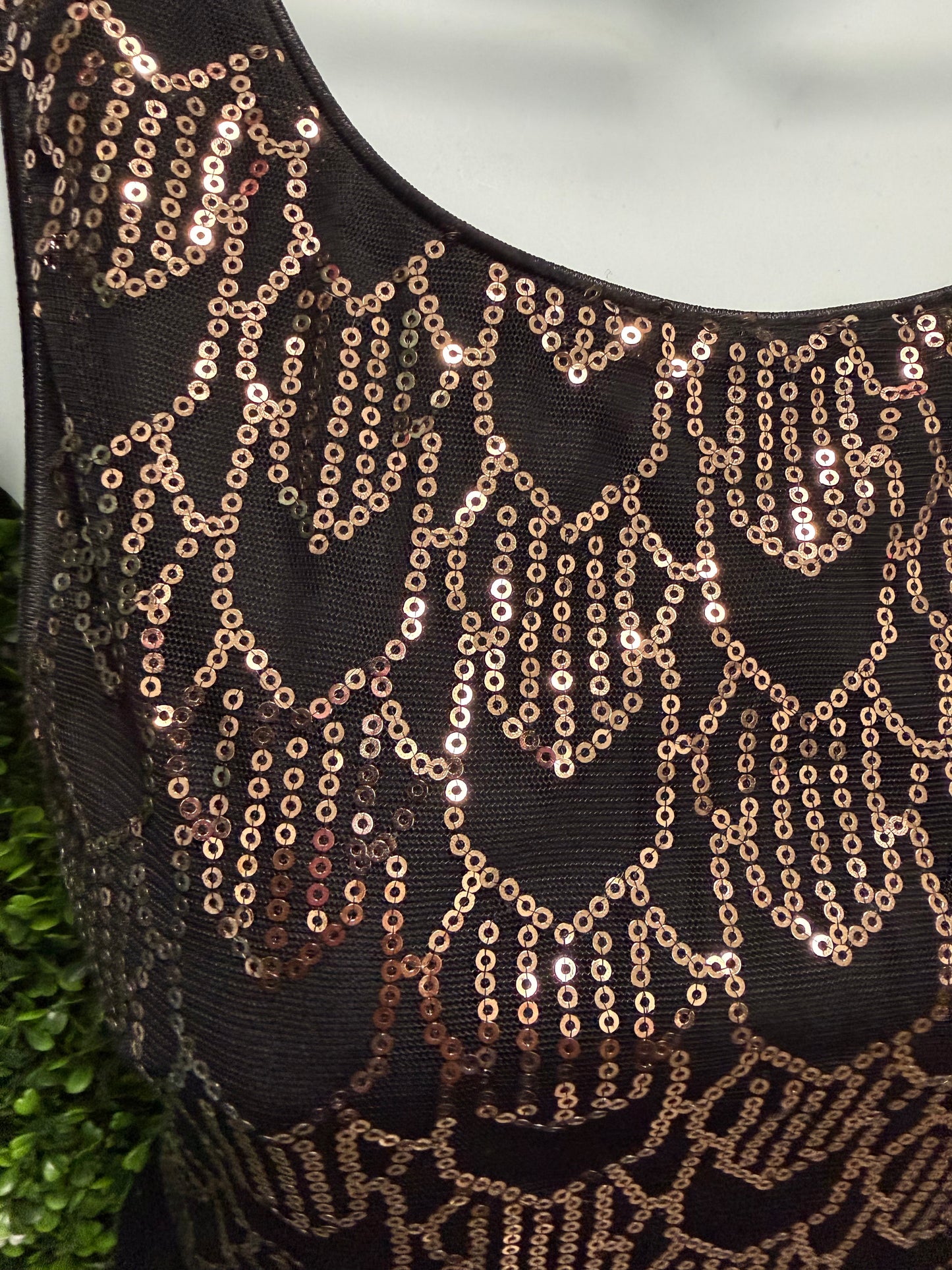 Adult X-Small Black with Gold Sequin Dress