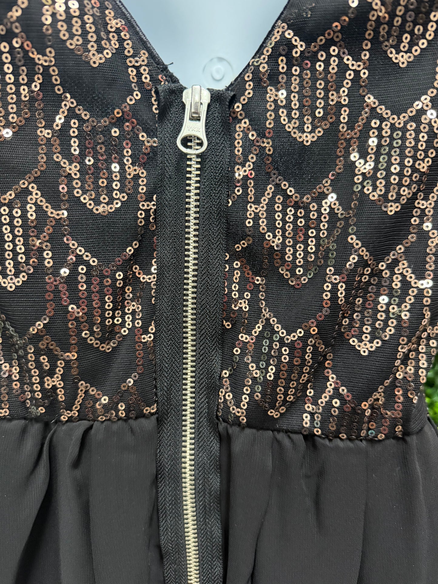 Adult X-Small Black with Gold Sequin Dress