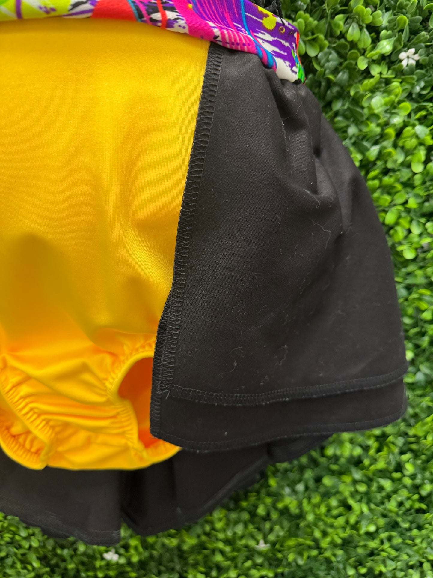 Adult Small Yellow Graffiti Black Mesh Costume