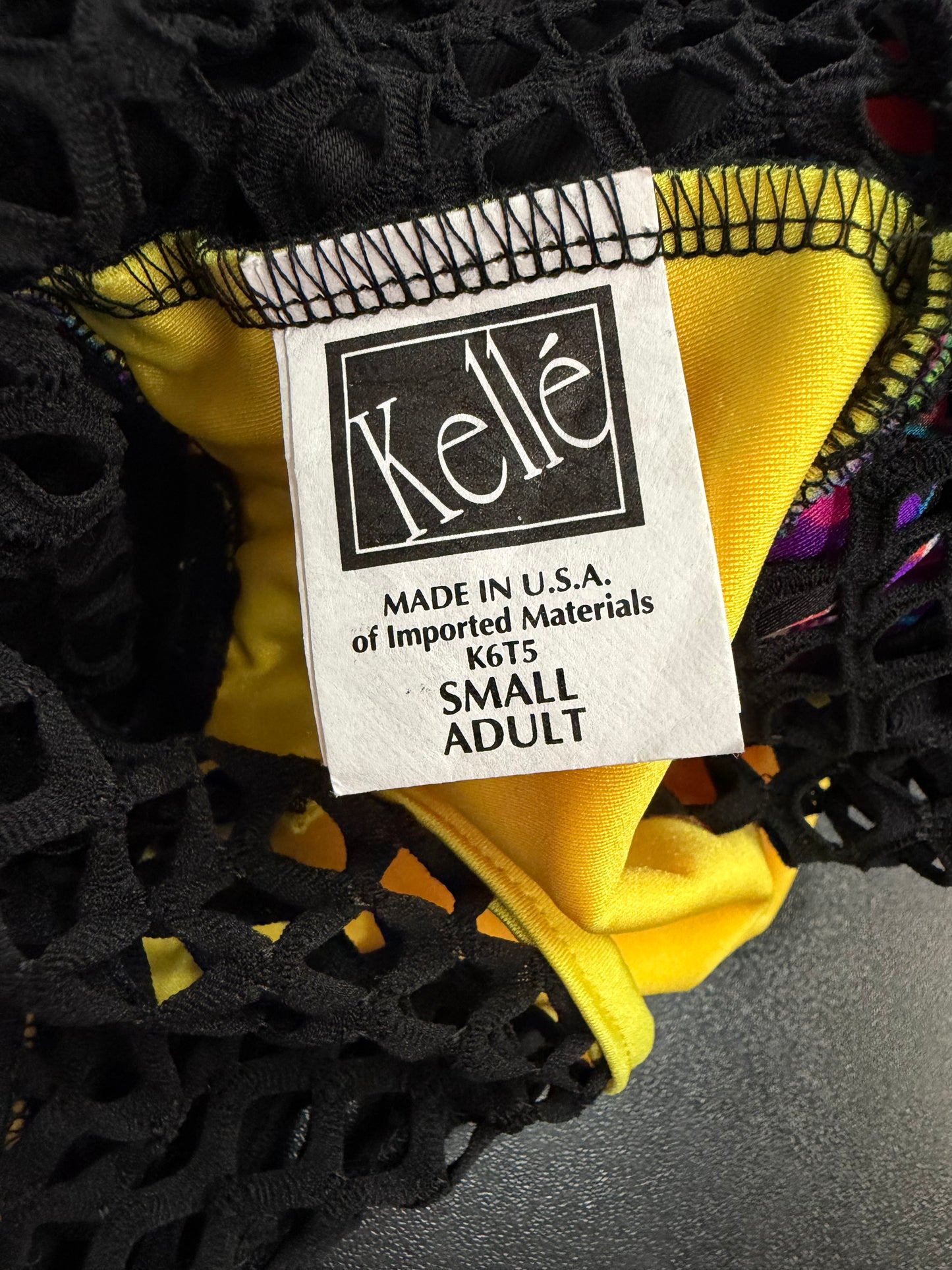 Adult Small Yellow Graffiti Black Mesh Costume