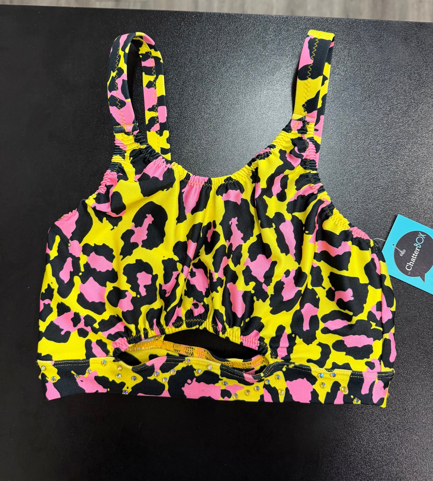 Adult Medium Yellow and Pink Leopard Top