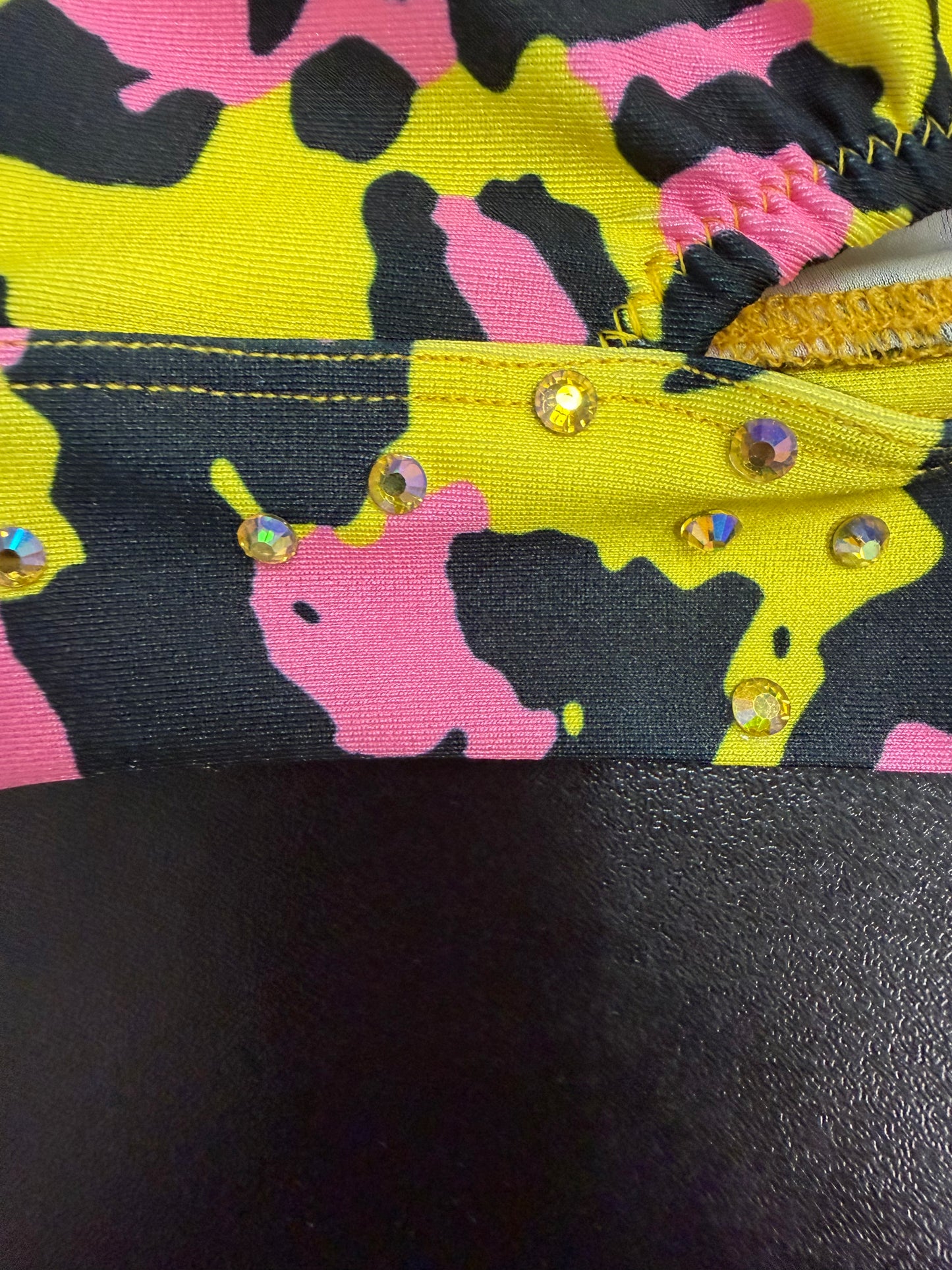 Adult Medium Yellow and Pink Leopard Top