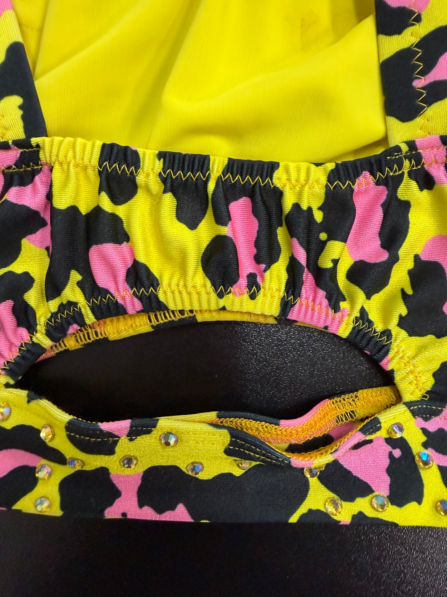 Adult Medium Yellow and Pink Leopard Top