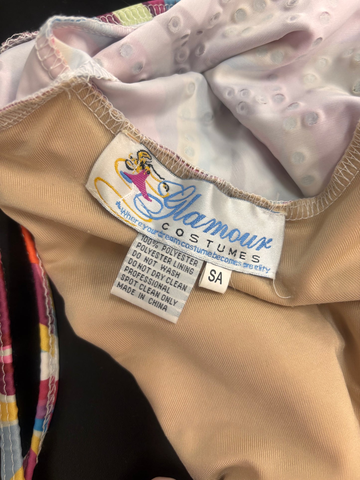 Adult Small Multi Color Top with Black Strapped Pants