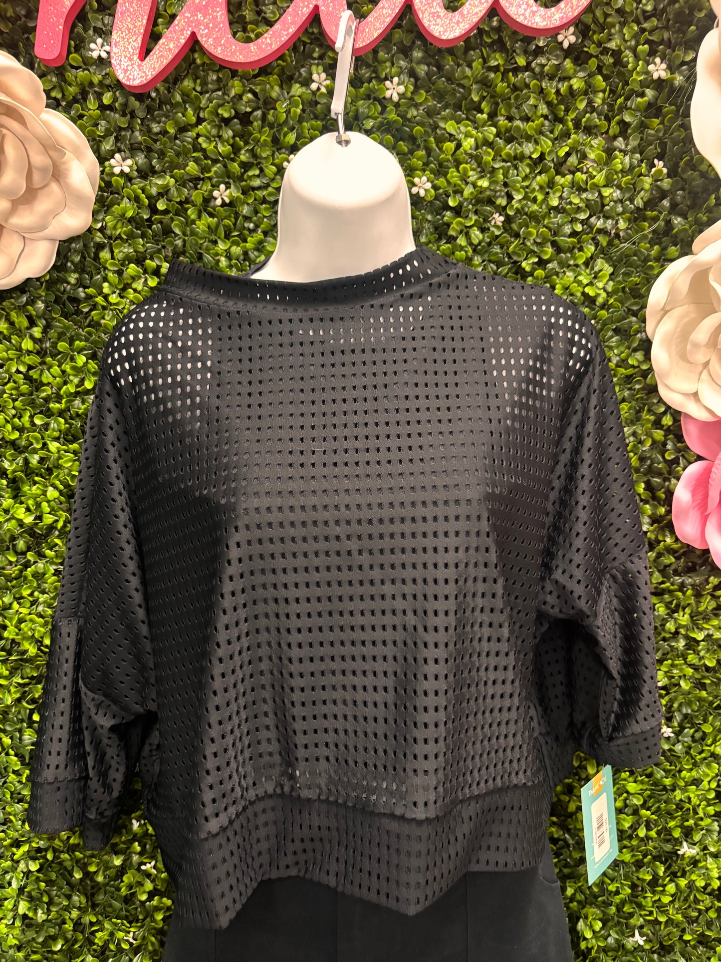 Adult Small Black Mesh Top with Black Pants Costume