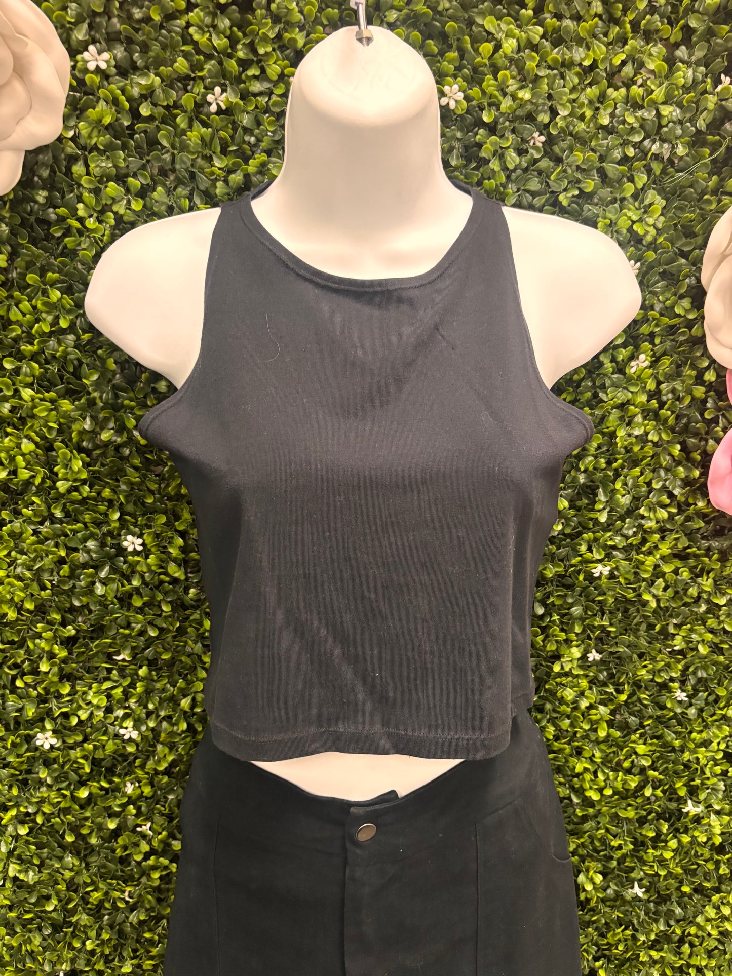 Adult Small Black Mesh Top with Black Pants Costume