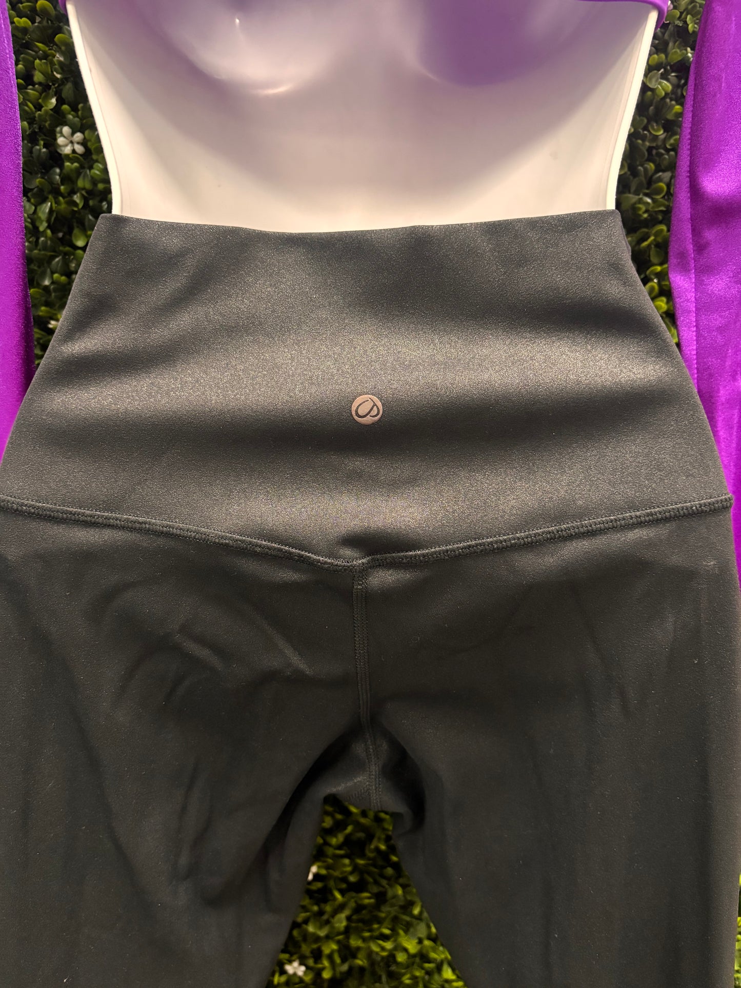 Adult Medium Purple Stoned Top with Black Leggings