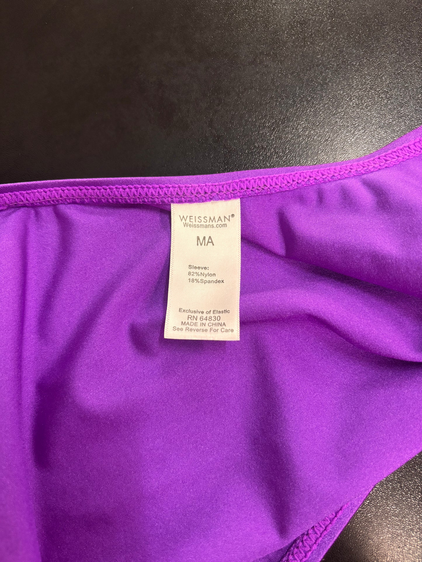 Adult Medium Purple Stoned Top with Black Leggings