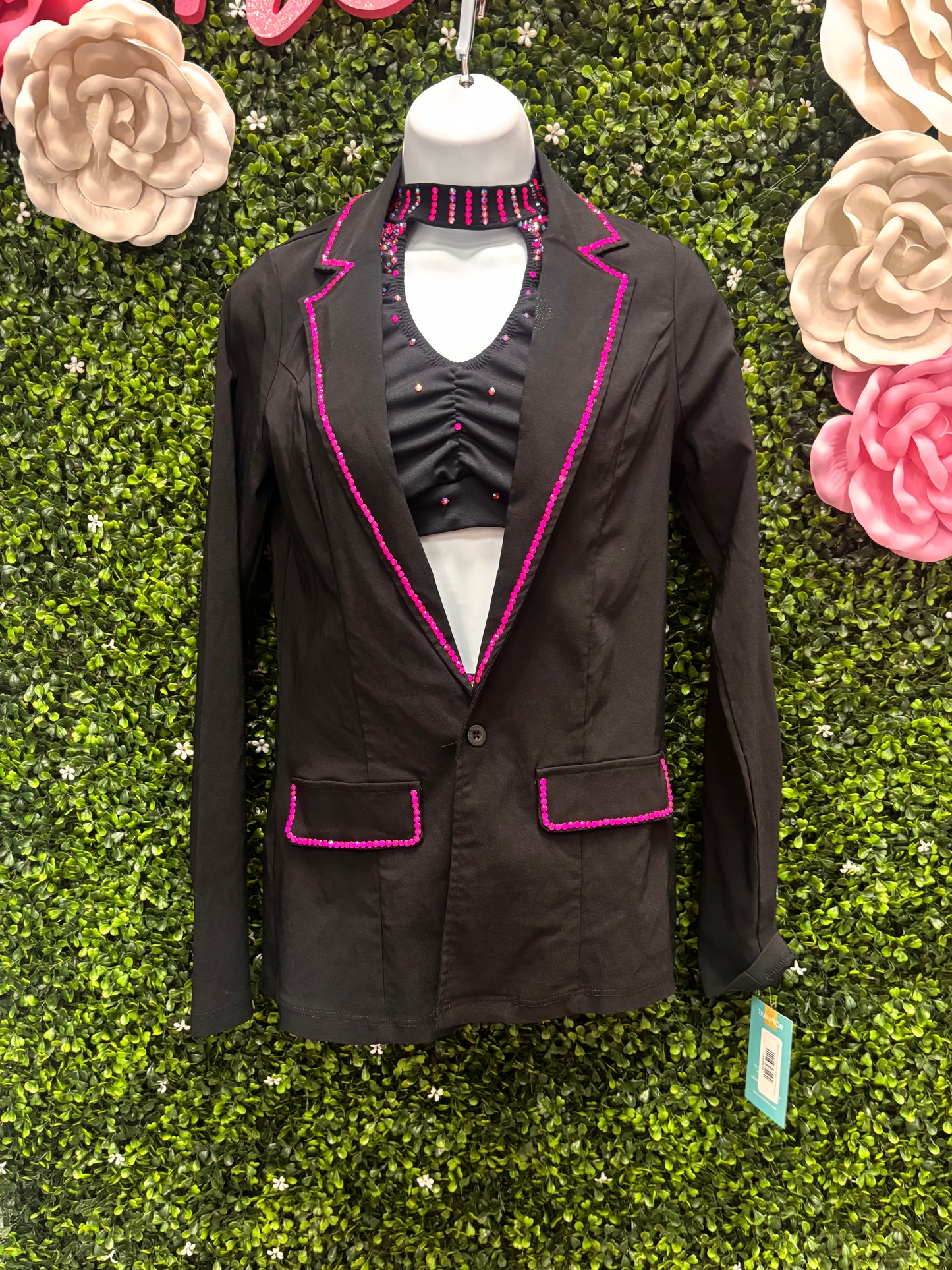 Adult Medium Three Piece Black Pink Stoned Brief Suit Costume