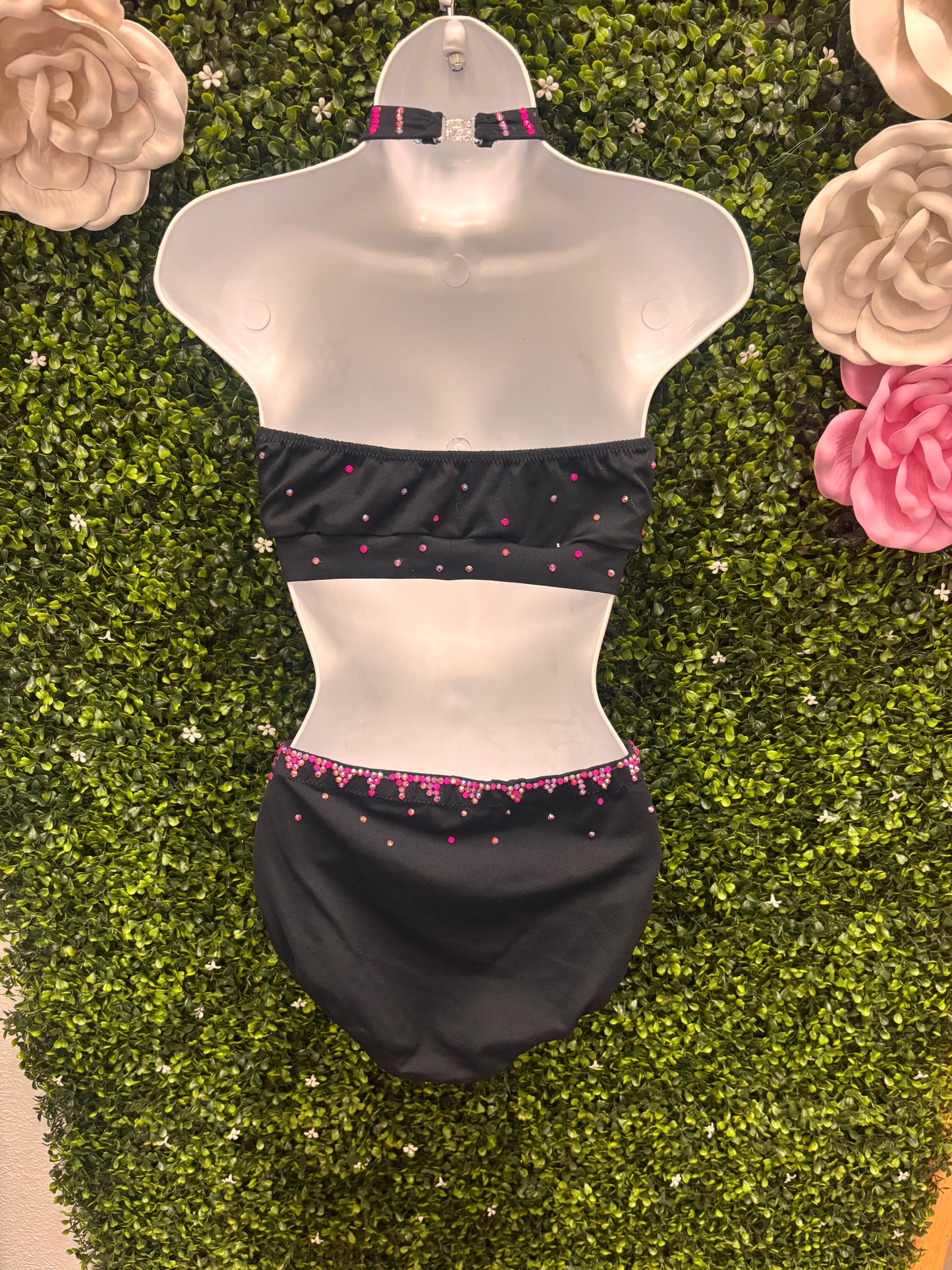 Adult Medium Three Piece Black Pink Stoned Brief Suit Costume