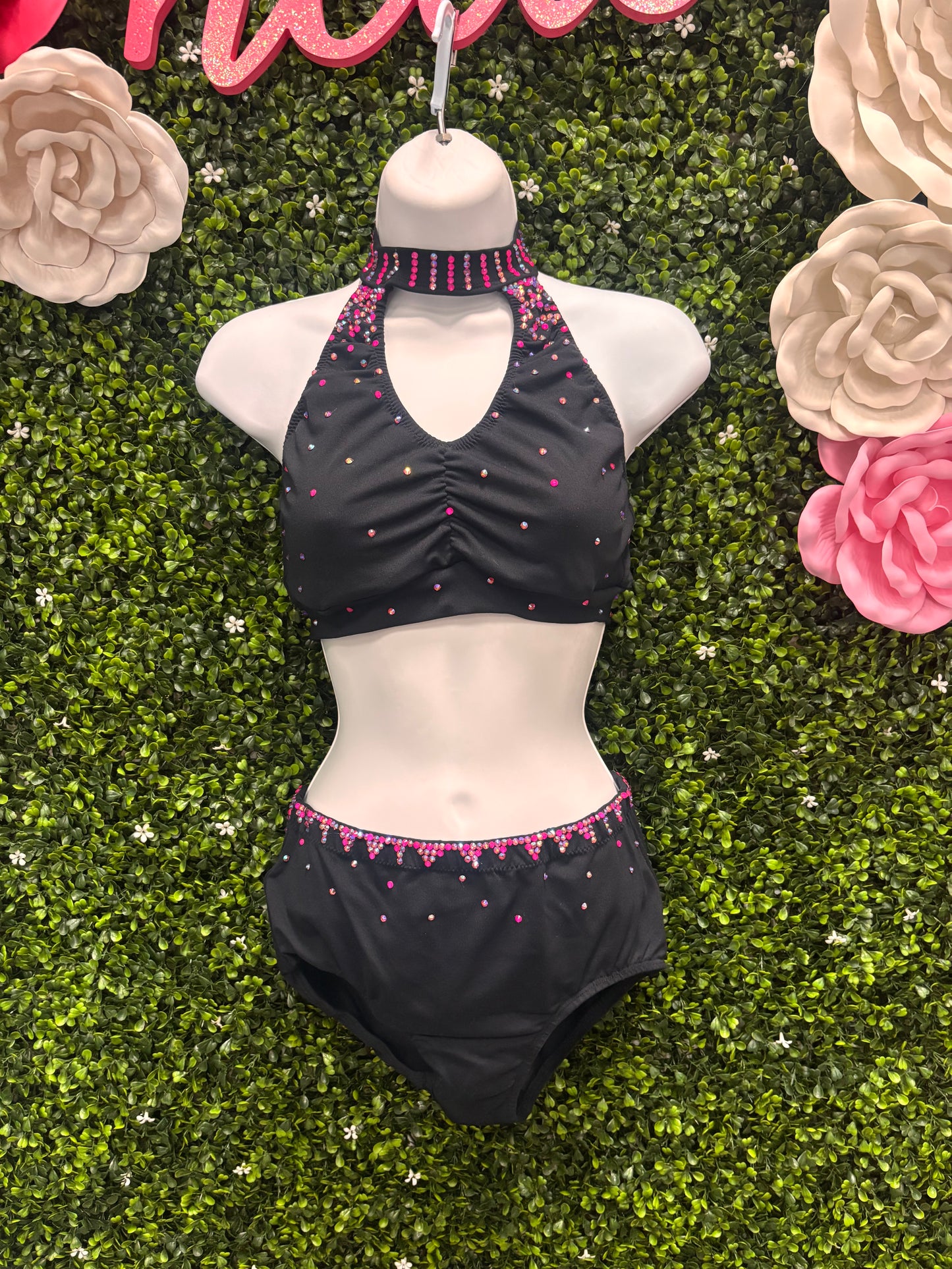 Adult Medium Three Piece Black Pink Stoned Brief Suit Costume