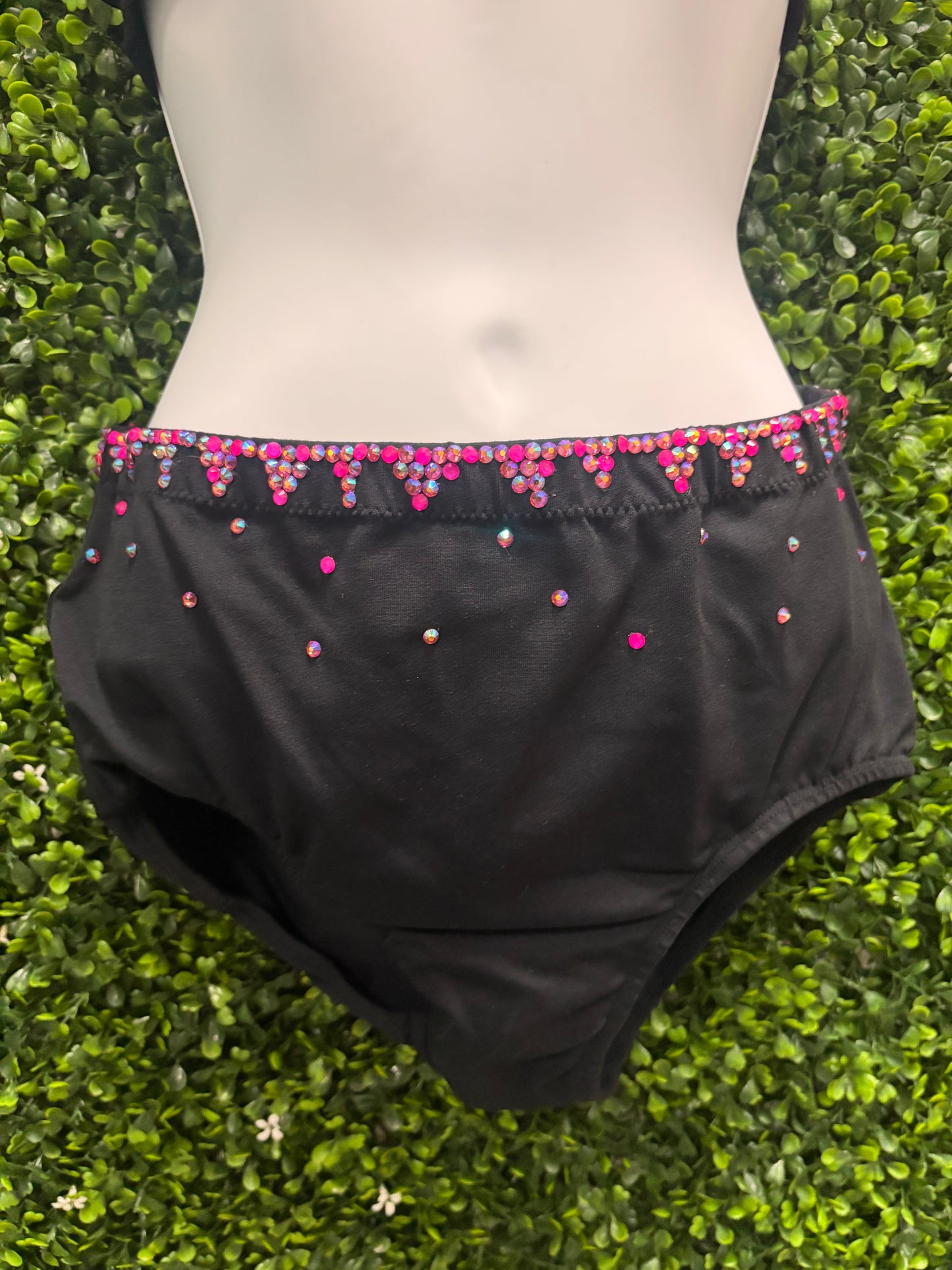 Adult Medium Three Piece Black Pink Stoned Brief Suit Costume