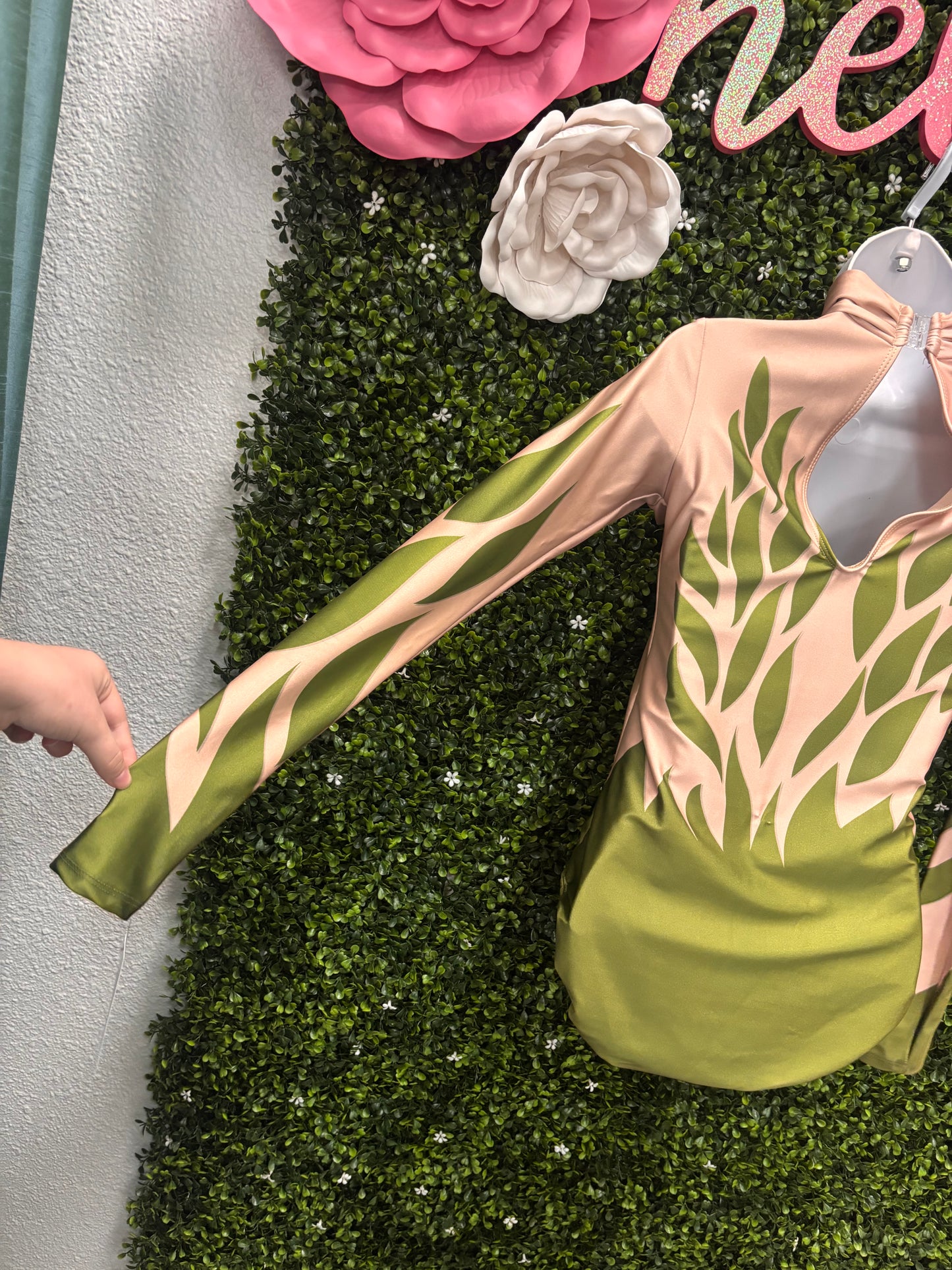 Adult Medium Tan and Green Vine Leotard and Skirt