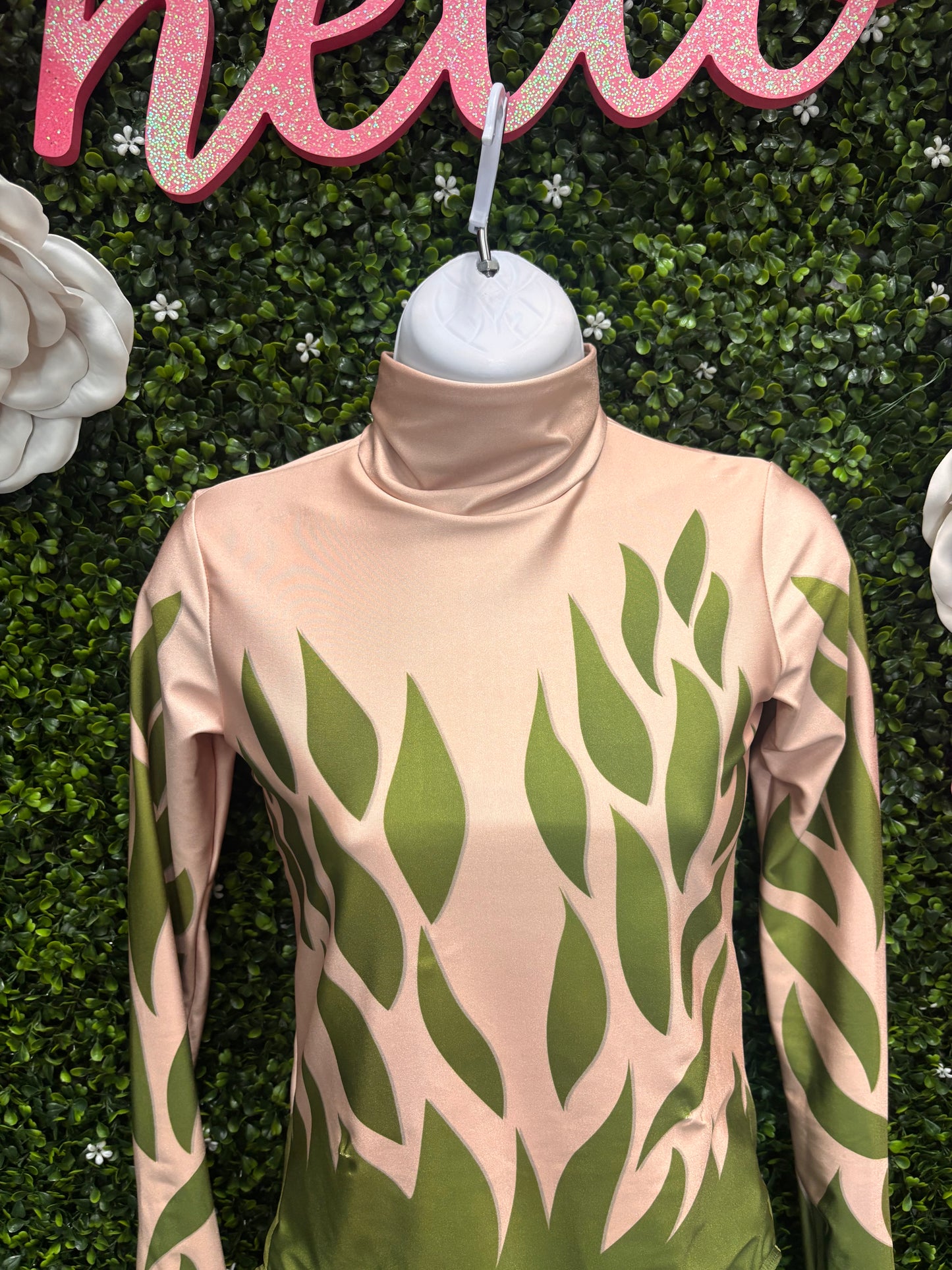 Adult Medium Tan and Green Vine Leotard and Skirt