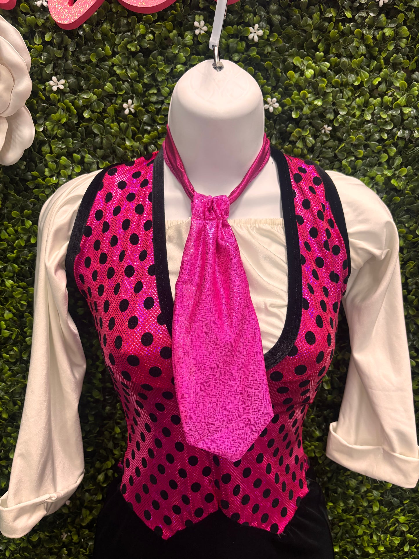 Adult Medium Pink Polka Dot Velvet Unitard Costume