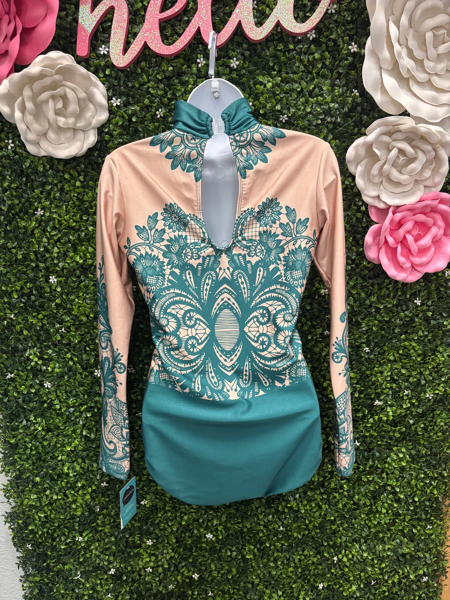 Adult Large Teal Leotard with Skirt