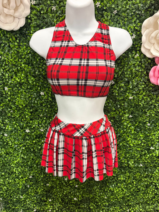 Child Large Red Plaid Two-Piece Costume