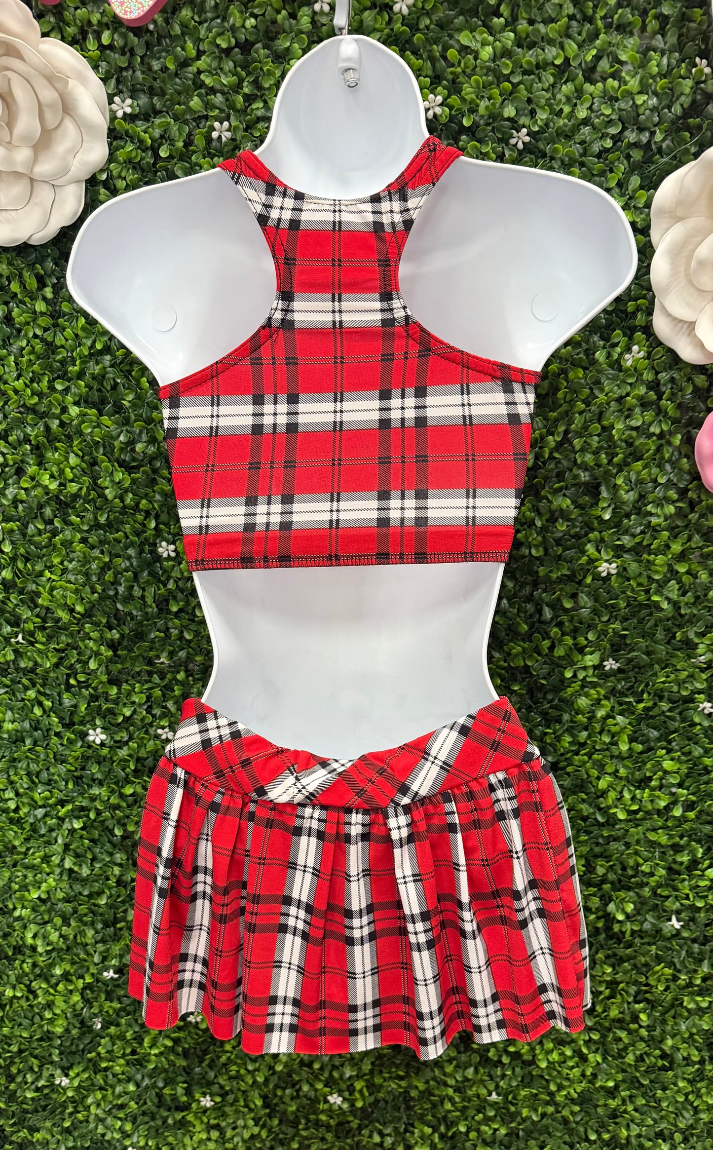 Child Large Red Plaid Two-Piece Costume