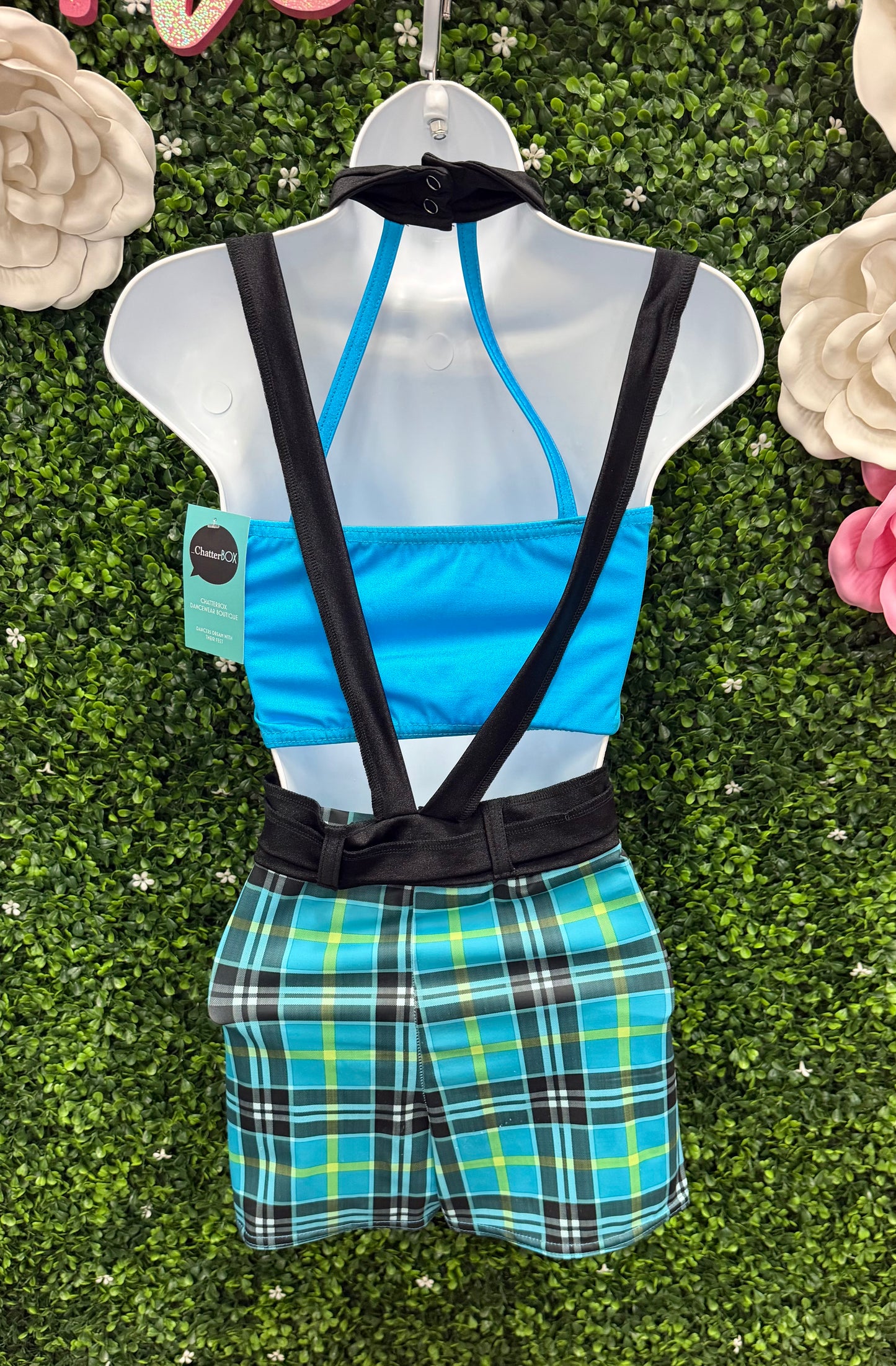 Child Large Blue Plaid Two Piece Costume
