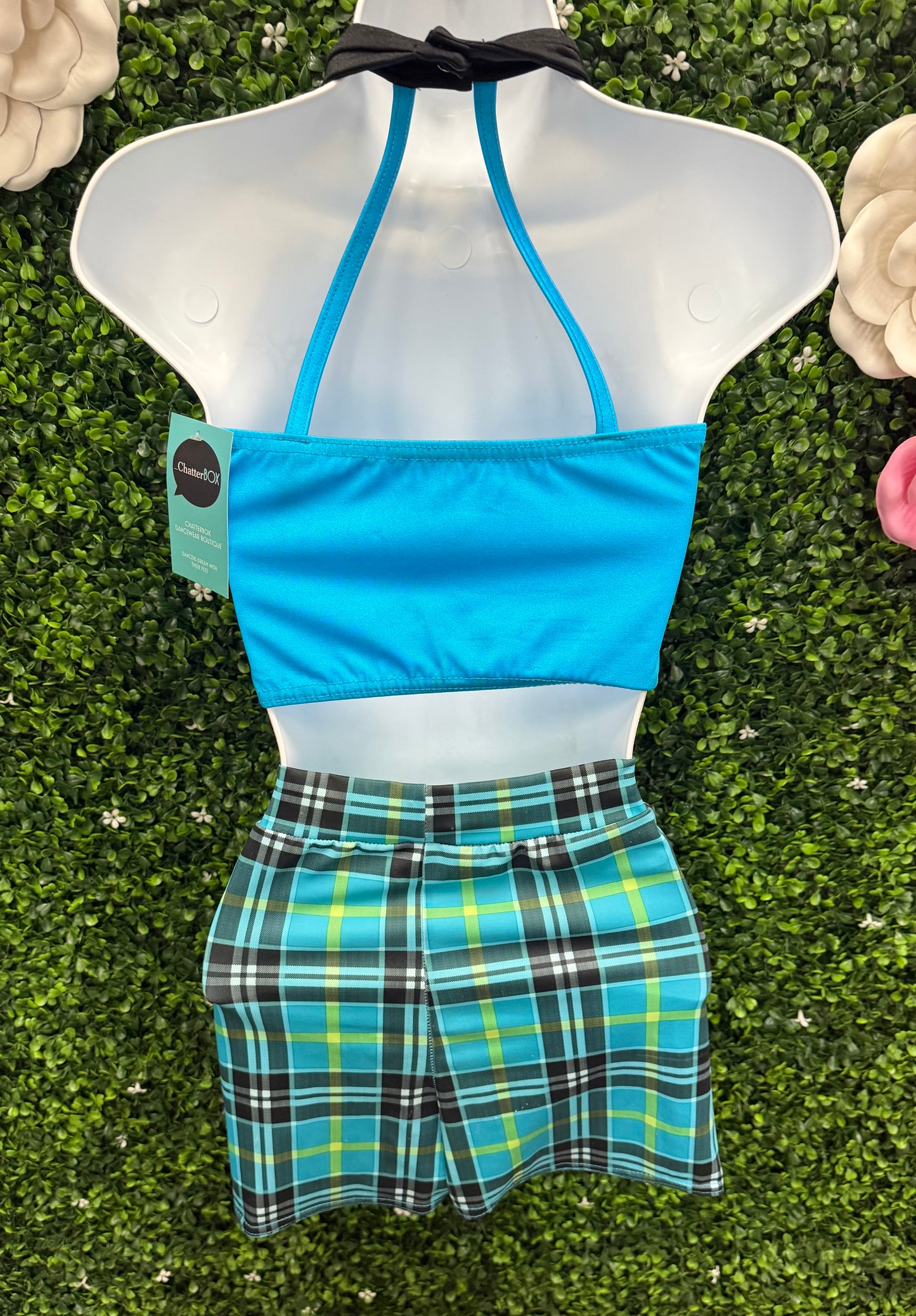 Child Large Blue Plaid Two Piece Costume