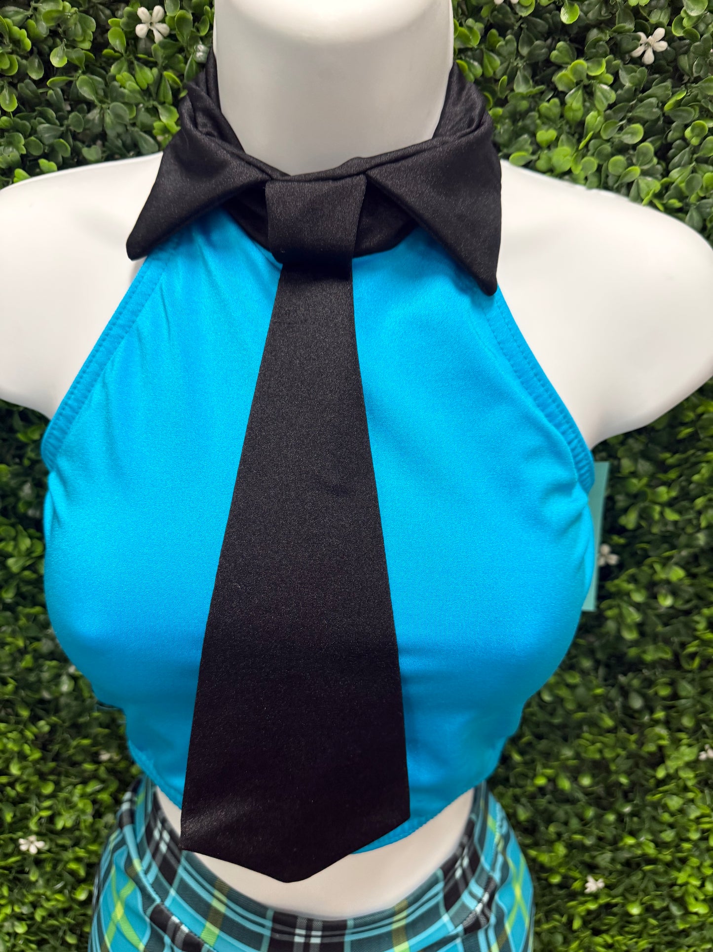 Child Large Blue Plaid Two Piece Costume