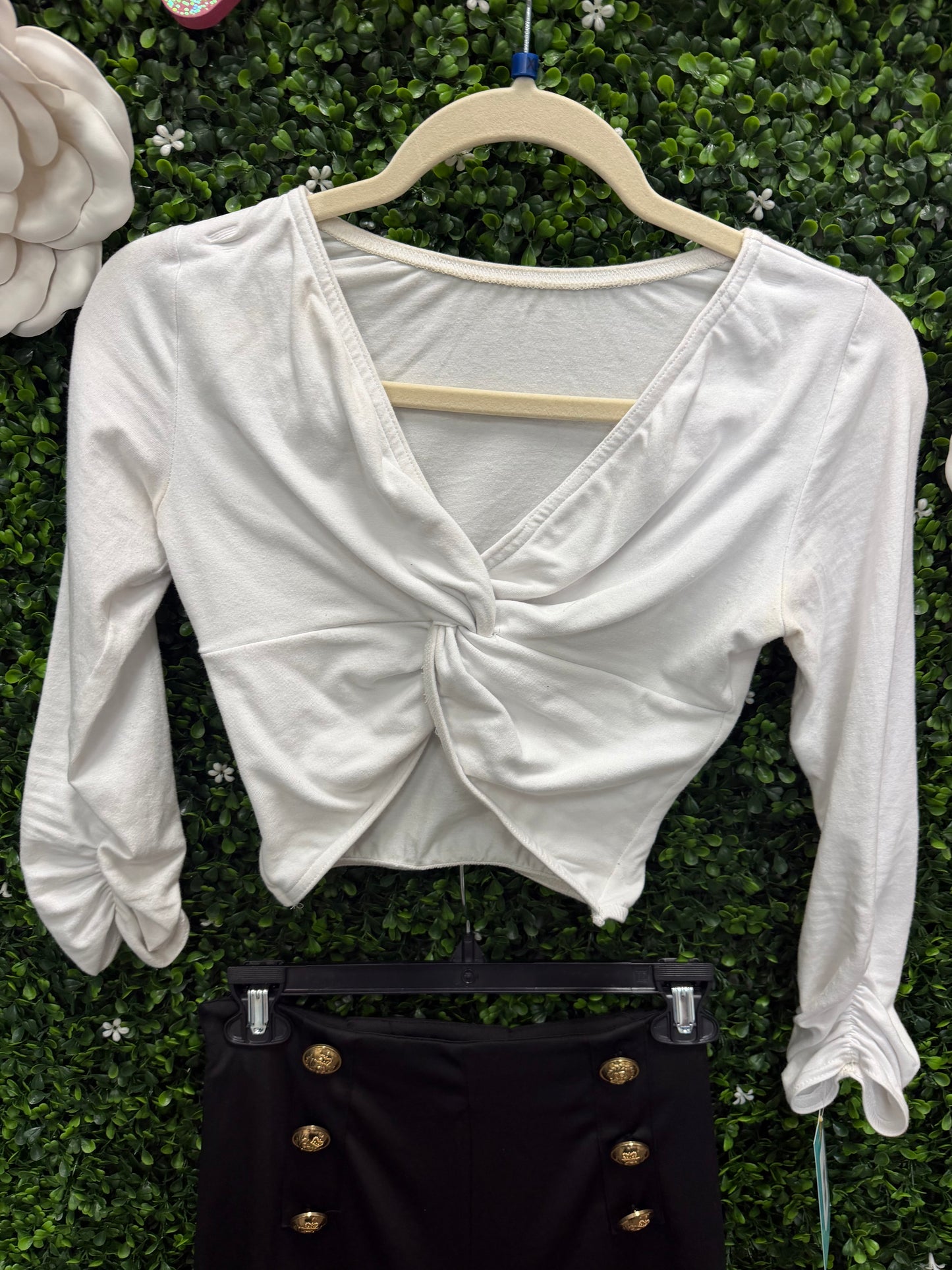 Teen White Top Black Pants with Gold Buttons