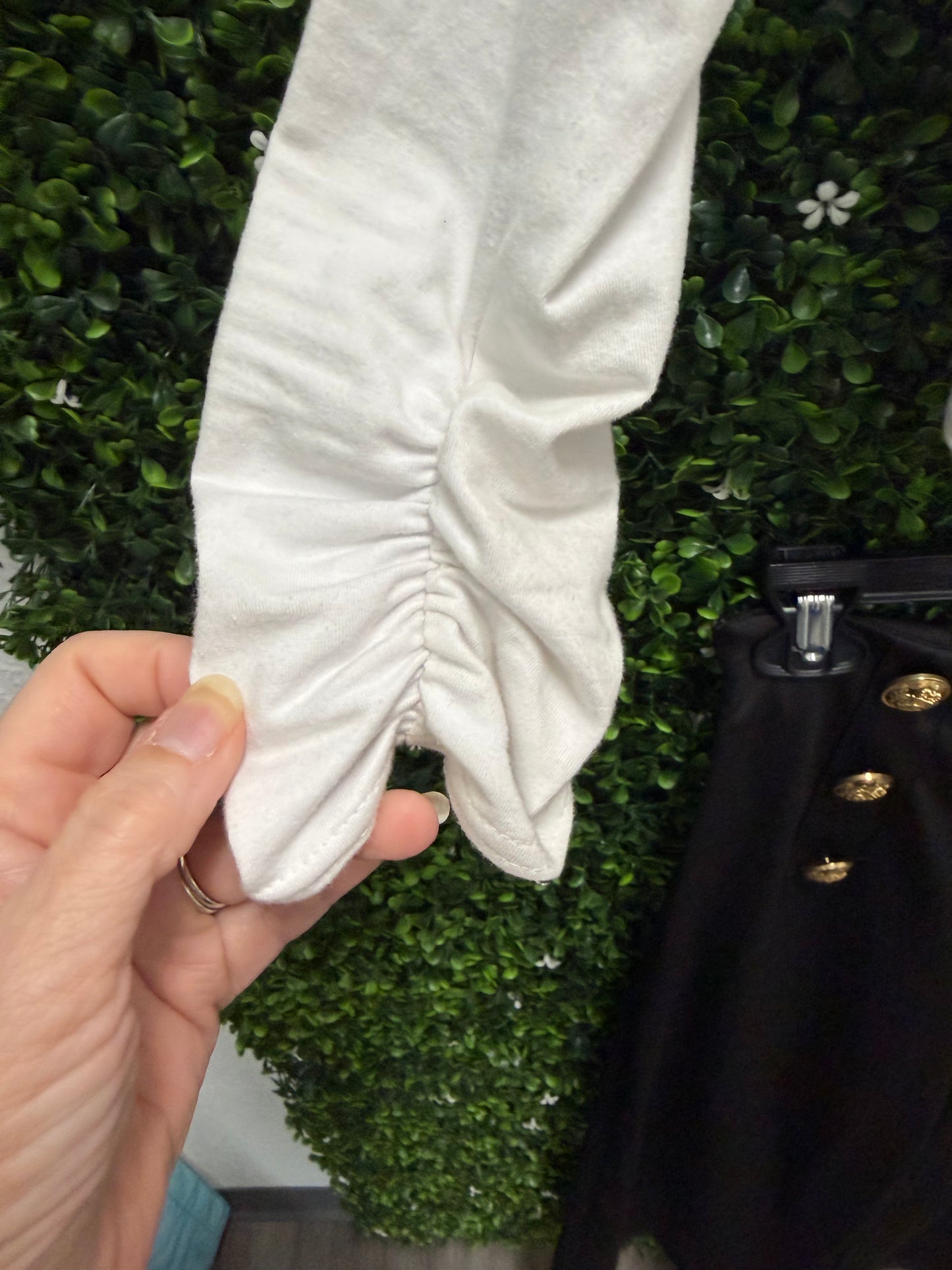 Teen White Top Black Pants with Gold Buttons