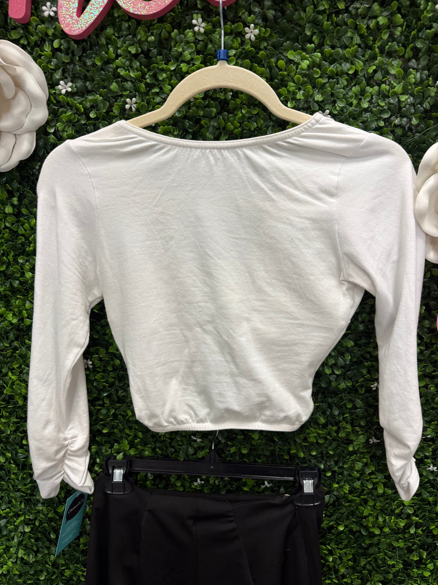 Teen White Top Black Pants with Gold Buttons