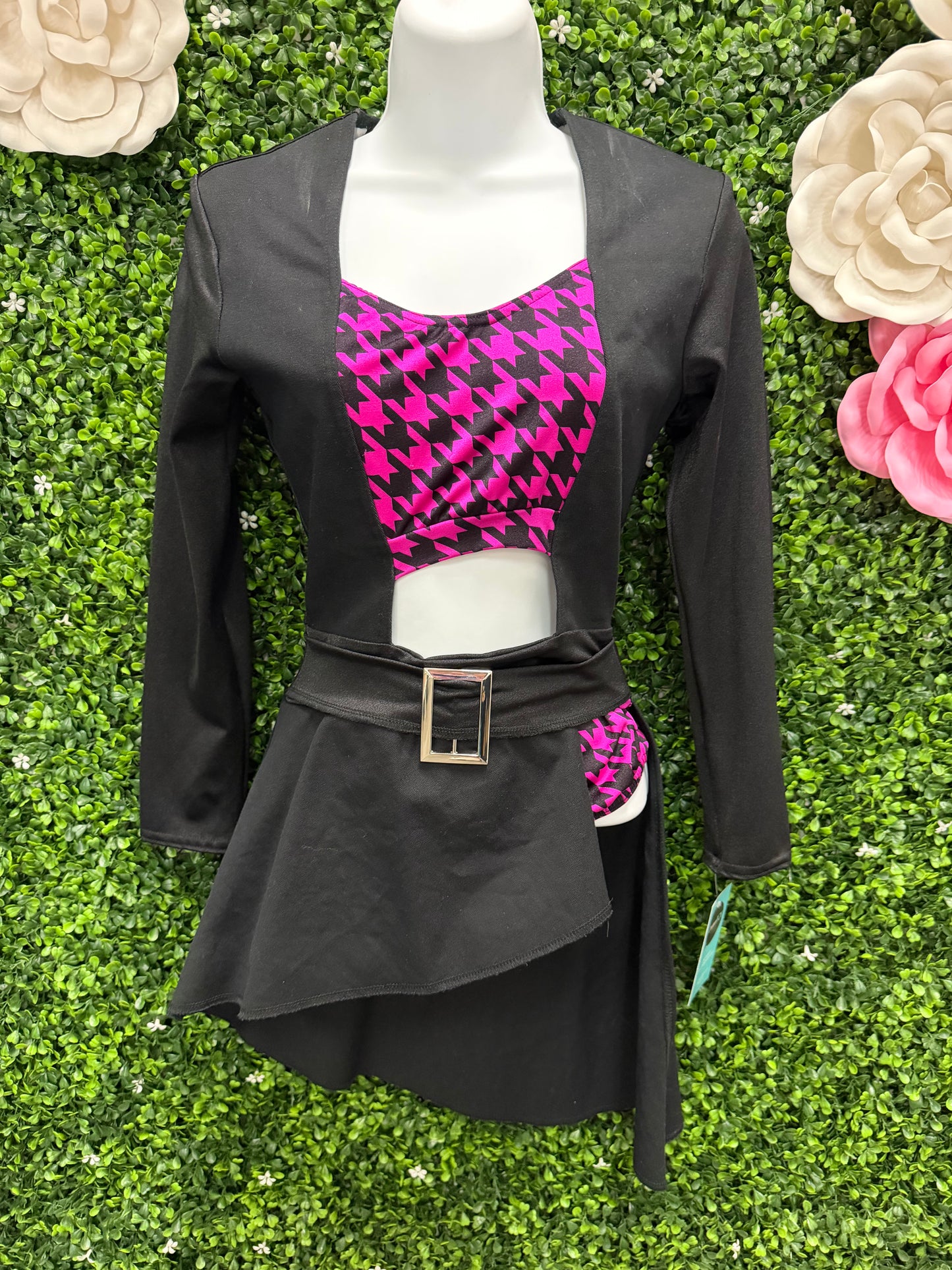 Teen Black with Pink Accent Leotard Costume