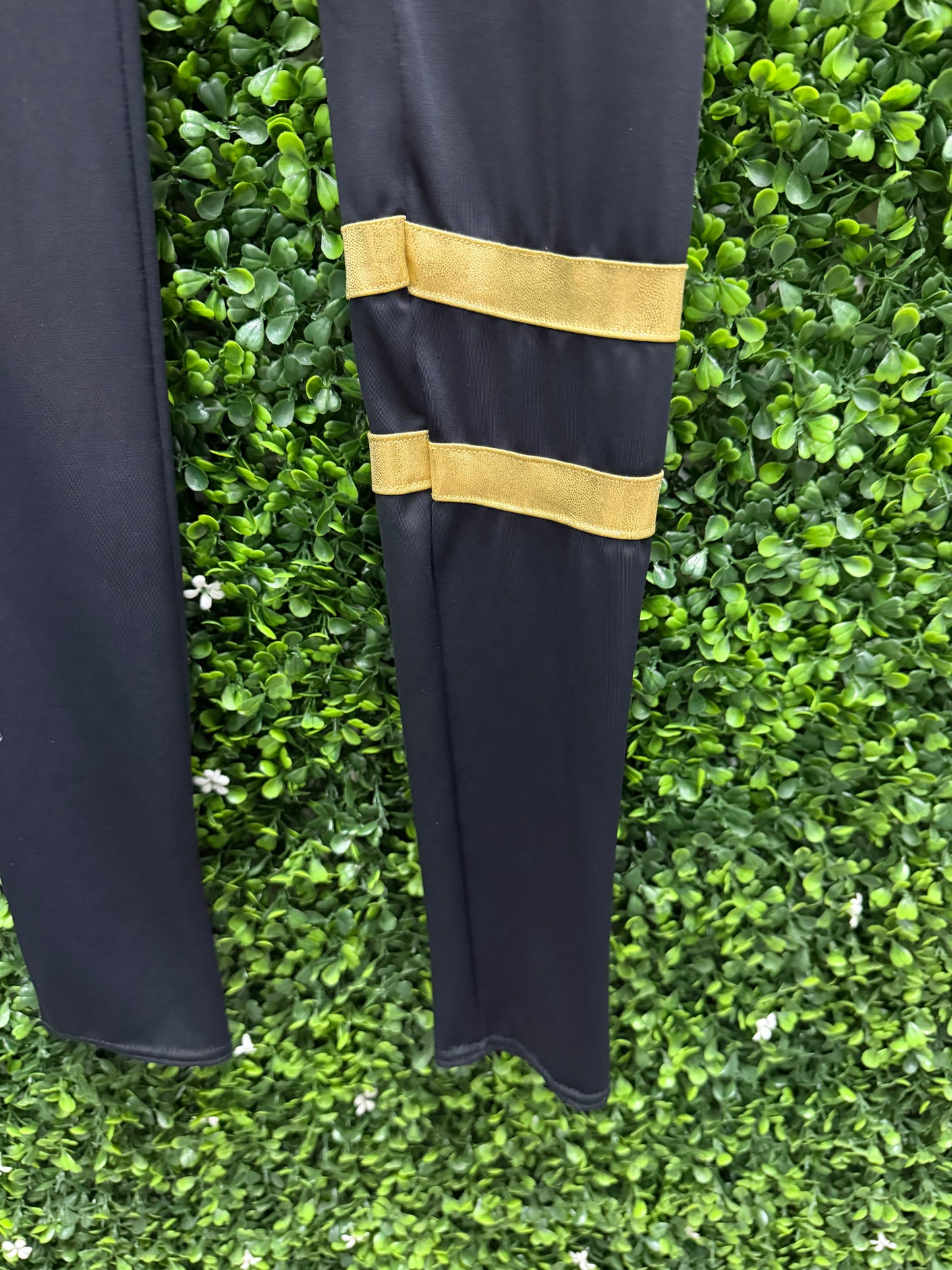 Adult Medium Black Gold Strip Pants