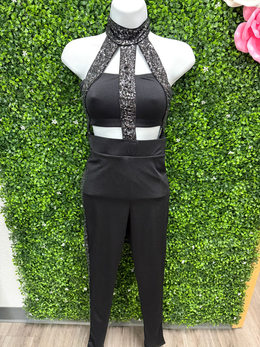Child Large Black Sequin Unitard Costume
