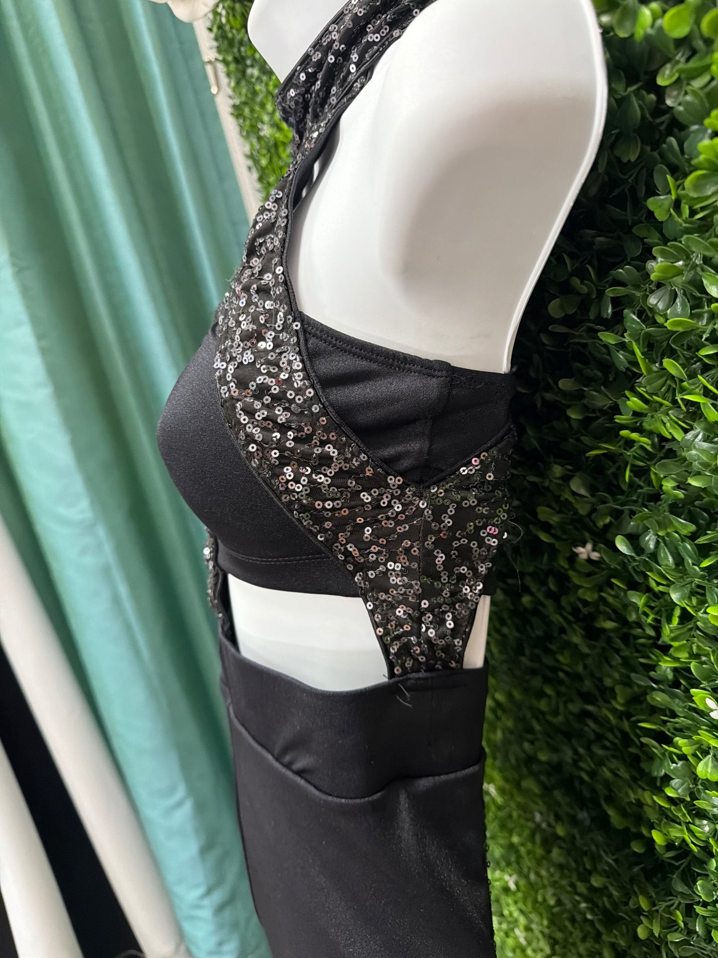 Child Large Black Sequin Unitard Costume