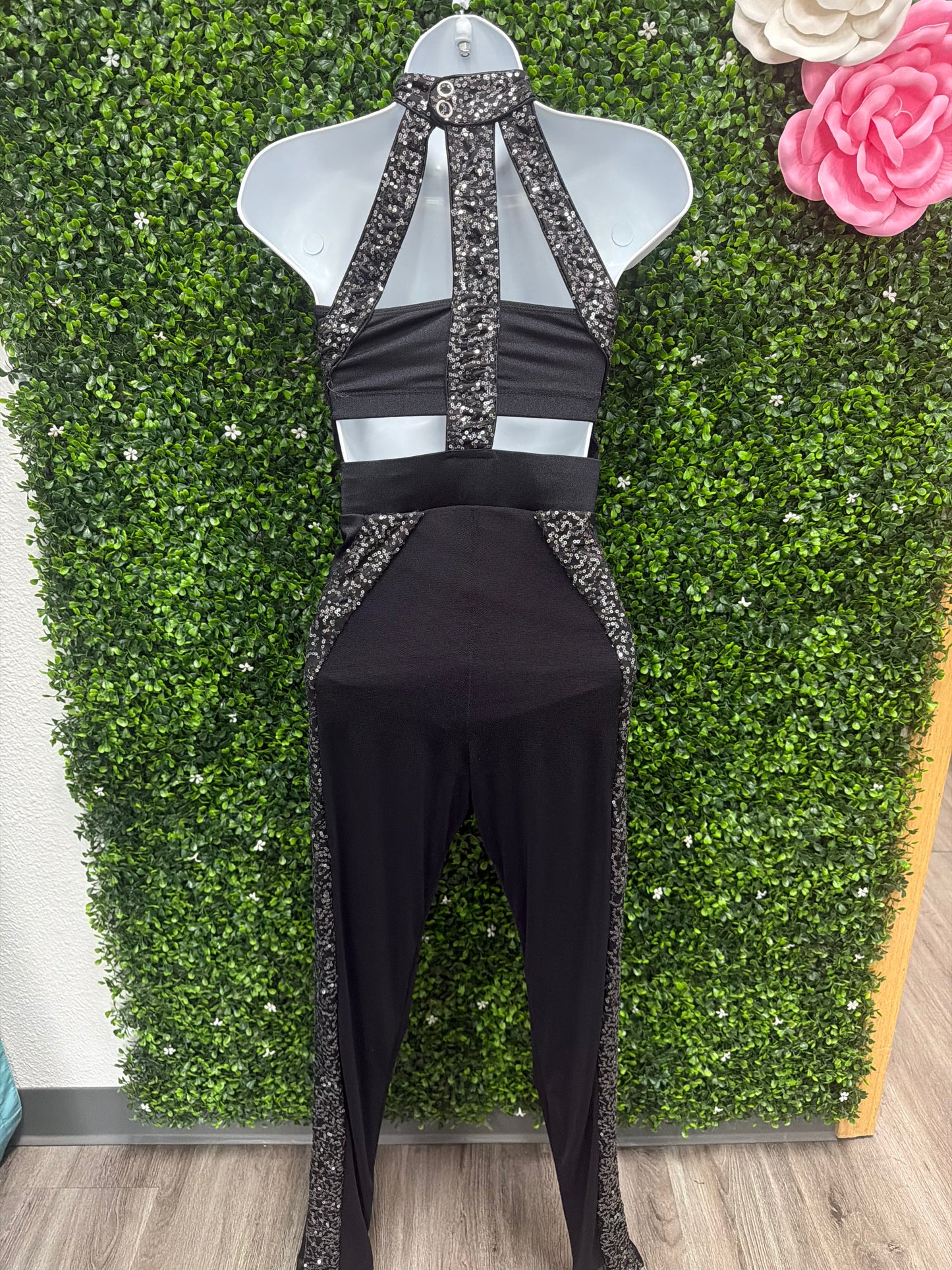 Child Large Black Sequin Unitard Costume