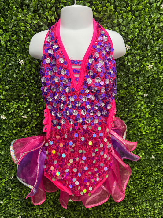 Child Large Pink Purple Sequin Costume
