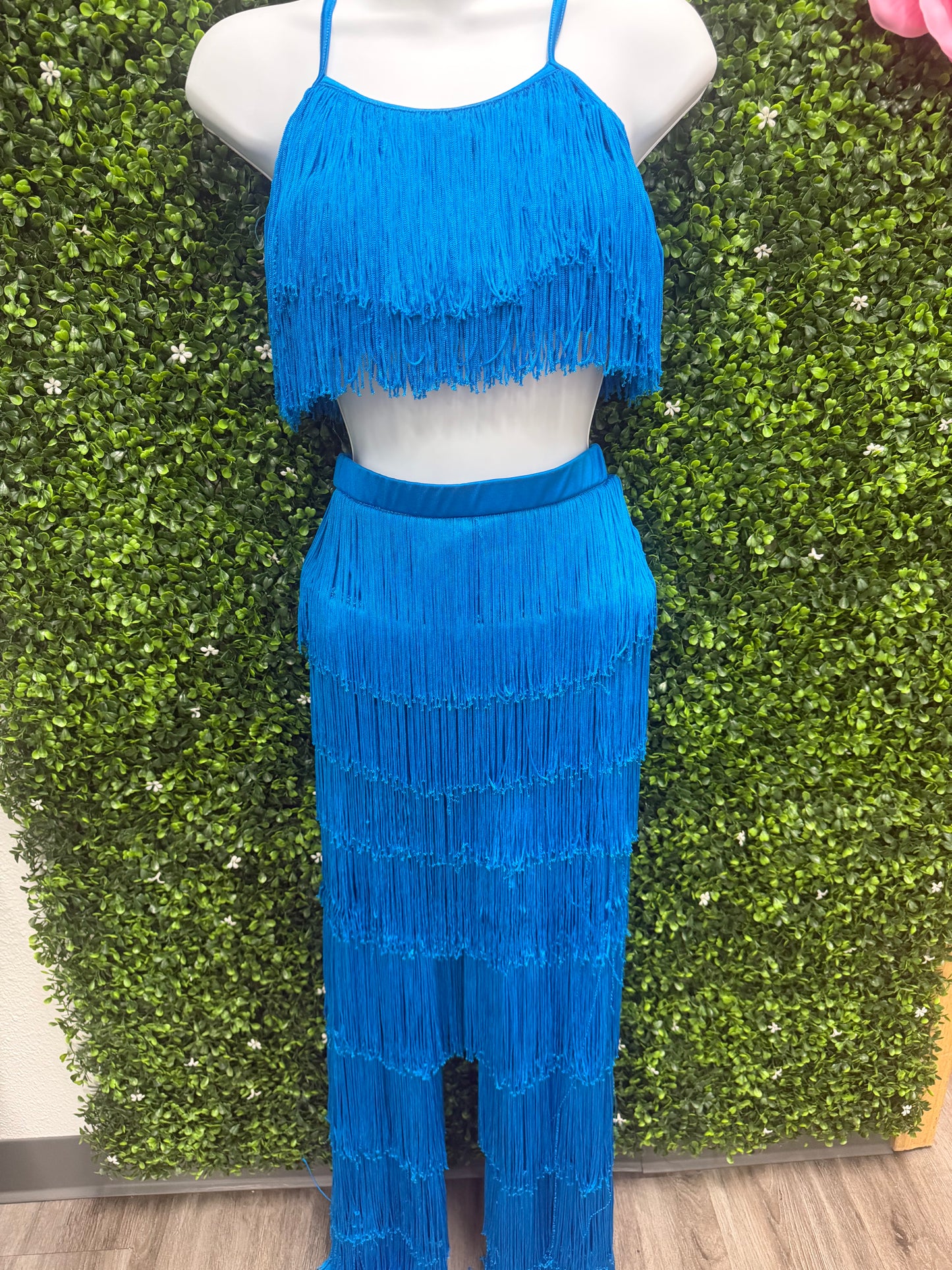 Adult Large 2 Piece Blue Fringe Costume