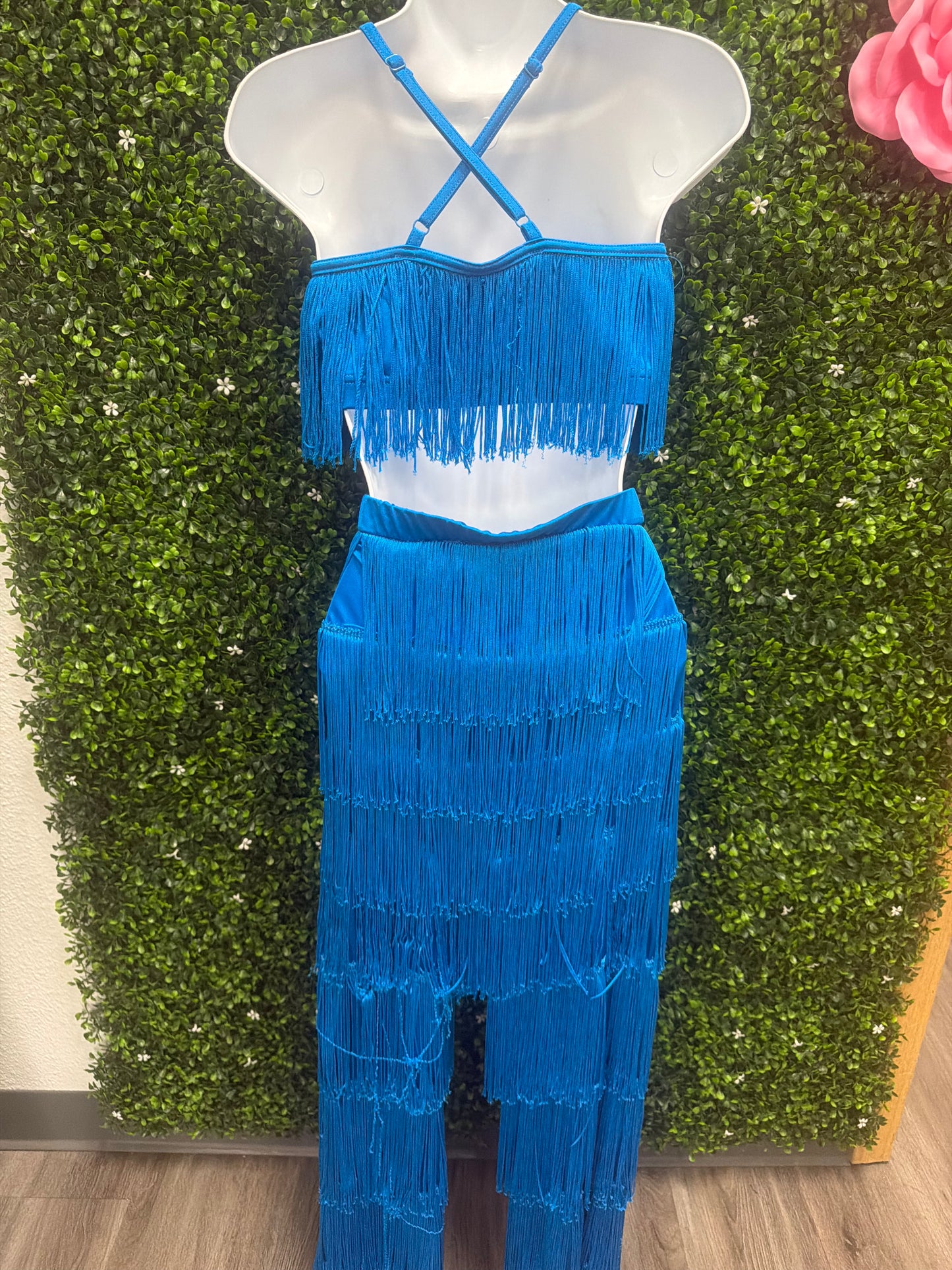 Adult Large 2 Piece Blue Fringe Costume
