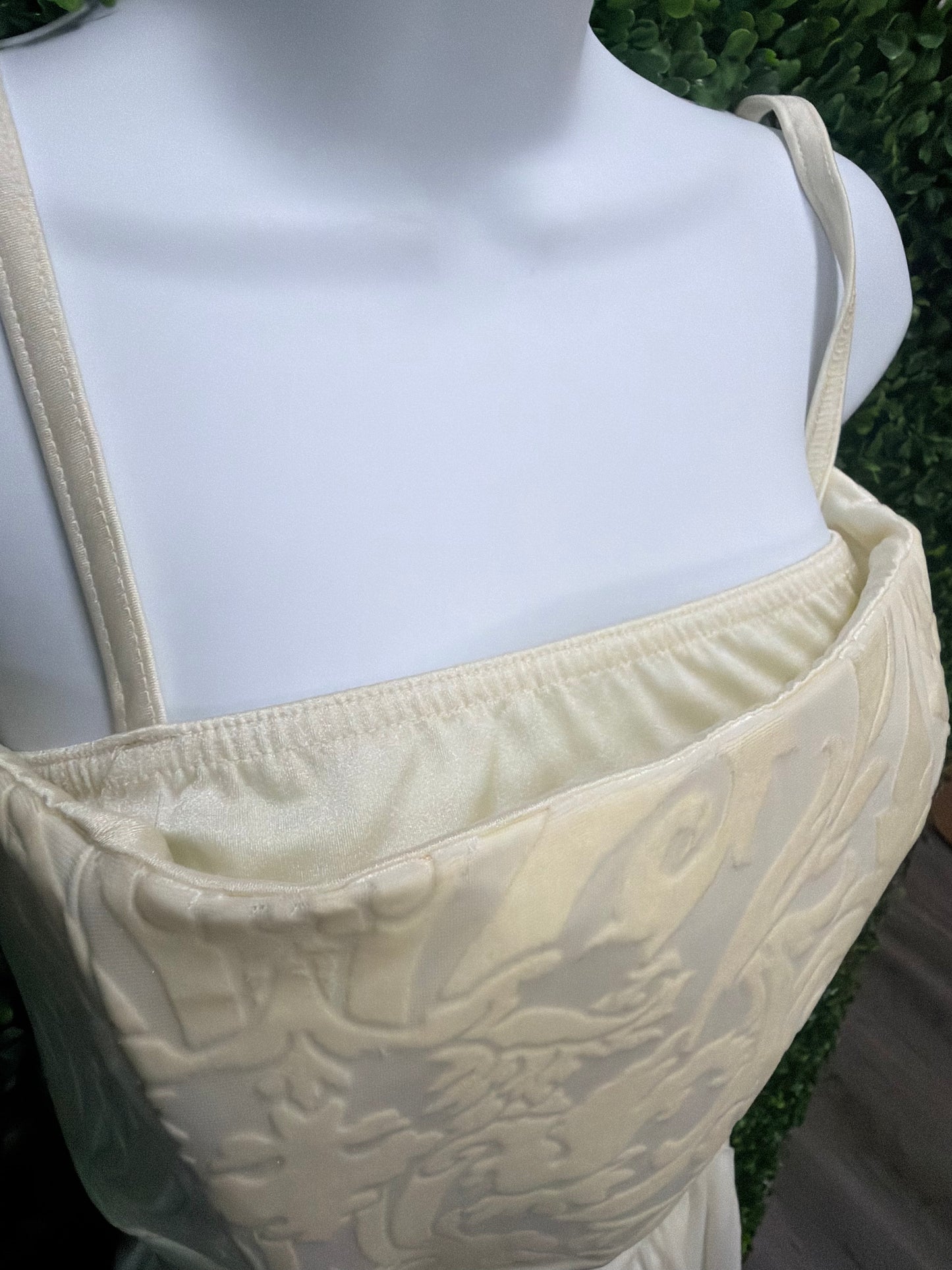 Adult X-Large Cream Leotard with Skirt