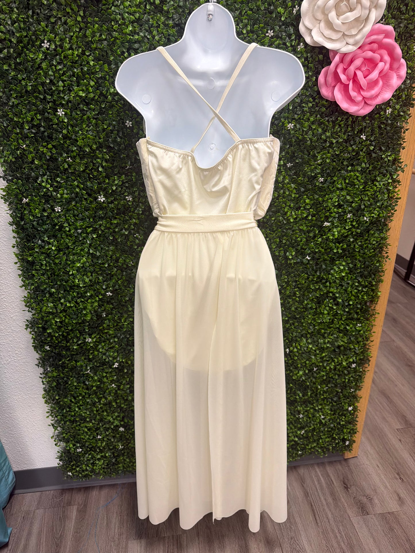 Adult X-Large Cream Leotard with Skirt