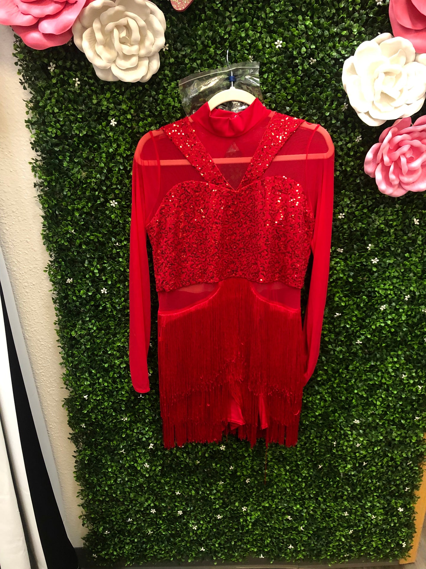 Adult X-Large Red Sequin Fringe Dress
