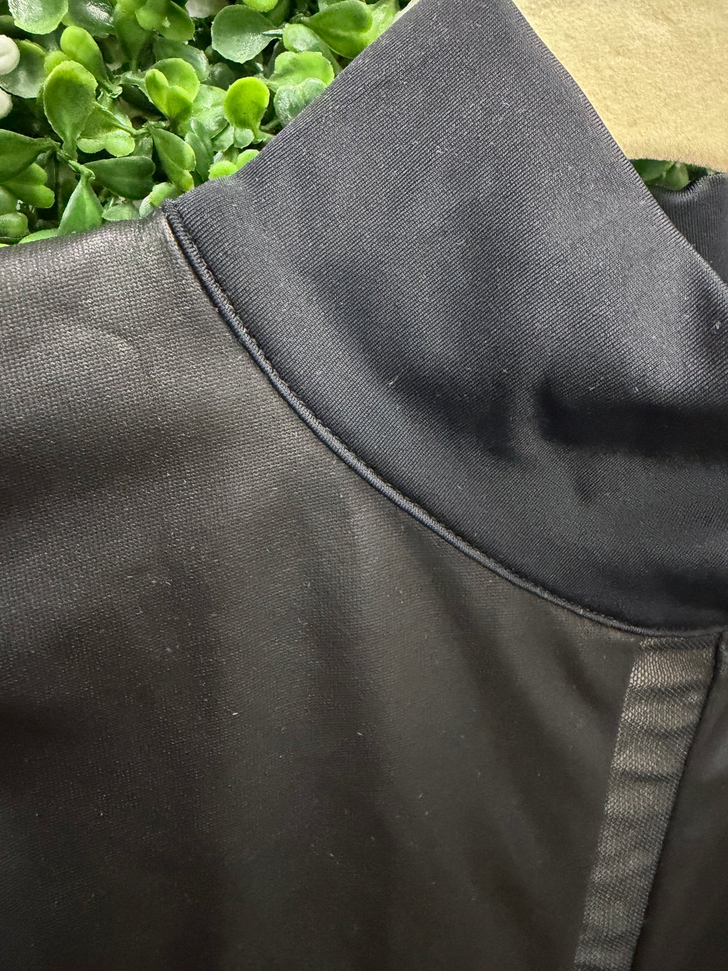 Adult Large Black Pleather Unitard