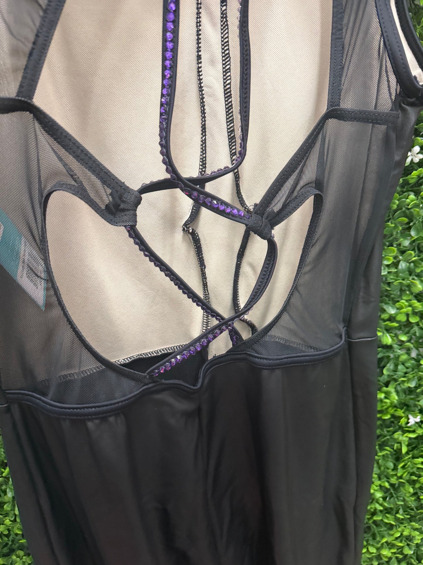 Adult Large Black Pleather Unitard