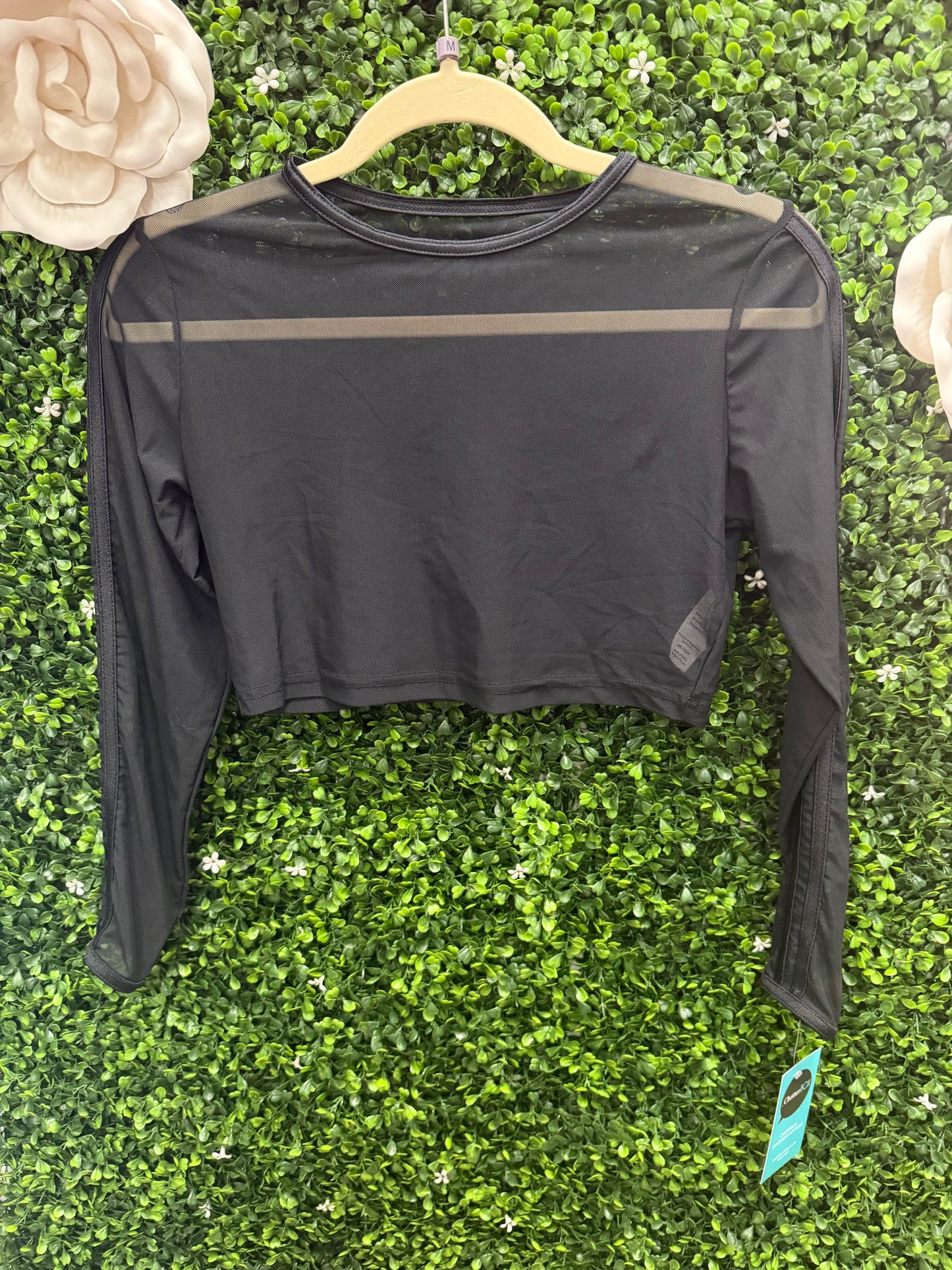 Child Medium Sheer Crop Long Sleeve Top