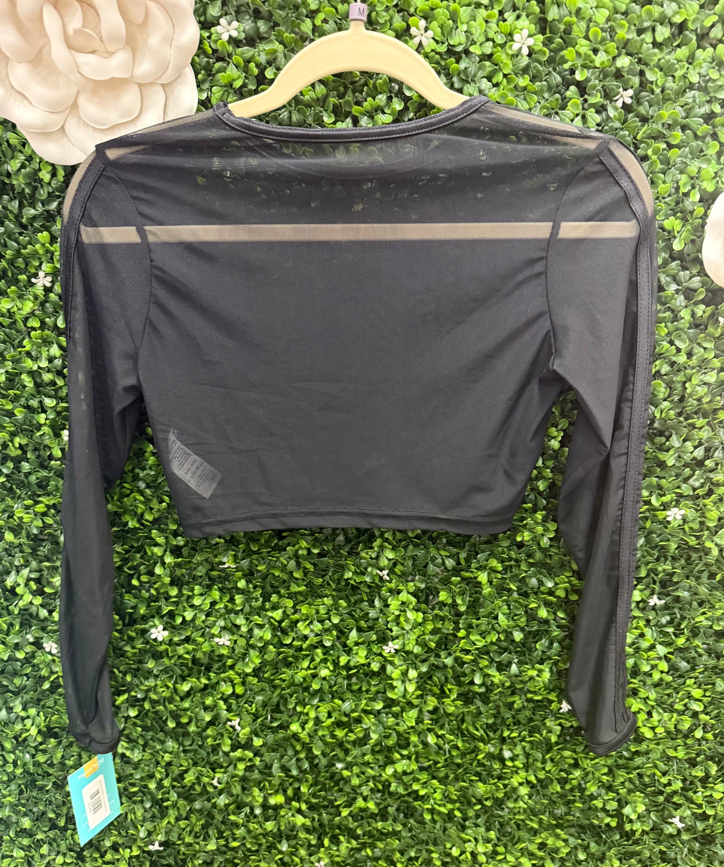 Child Medium Sheer Crop Long Sleeve Top