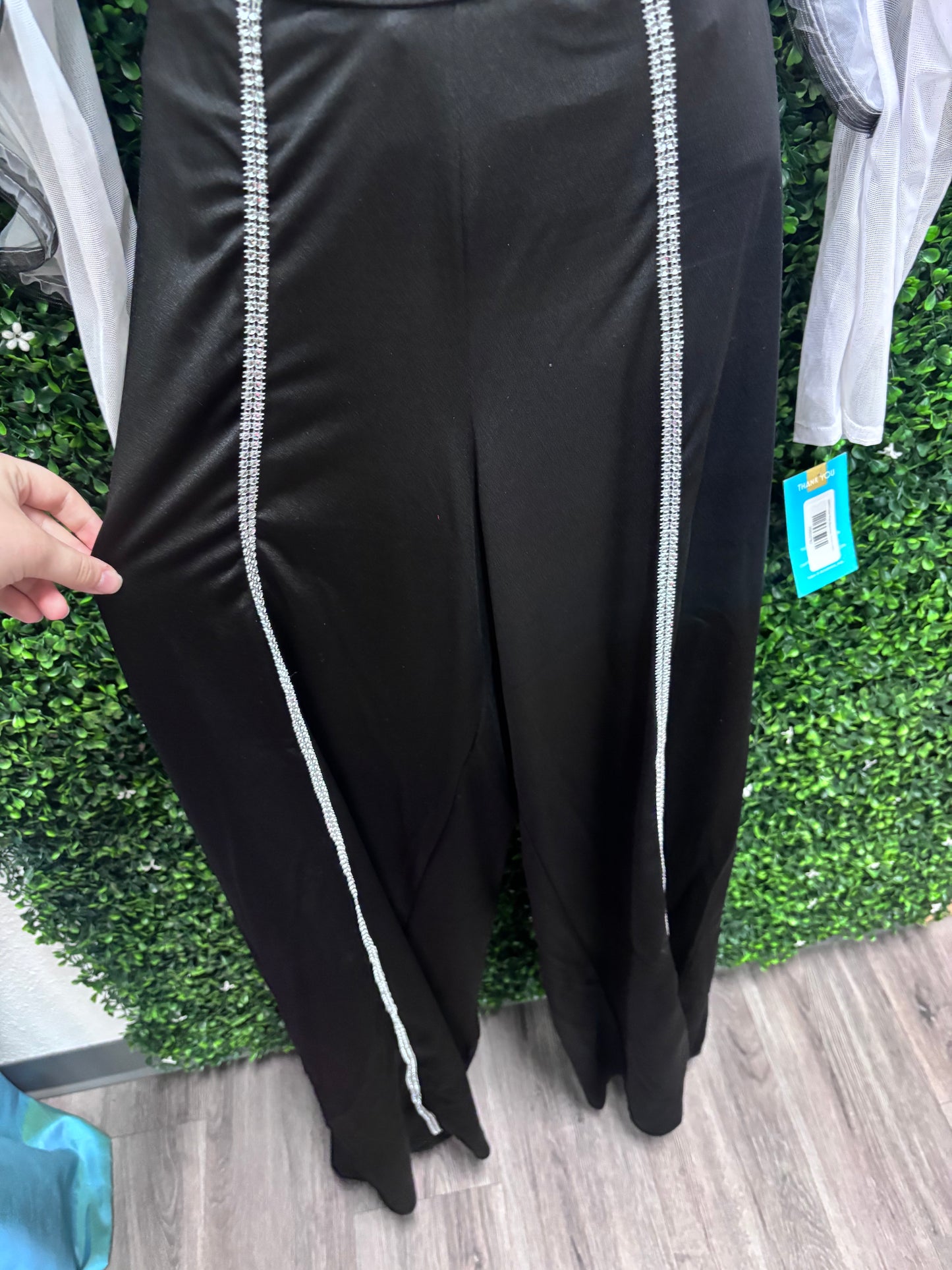 Adult X-Large White Black Puffy Sleeve Leotard with Pants