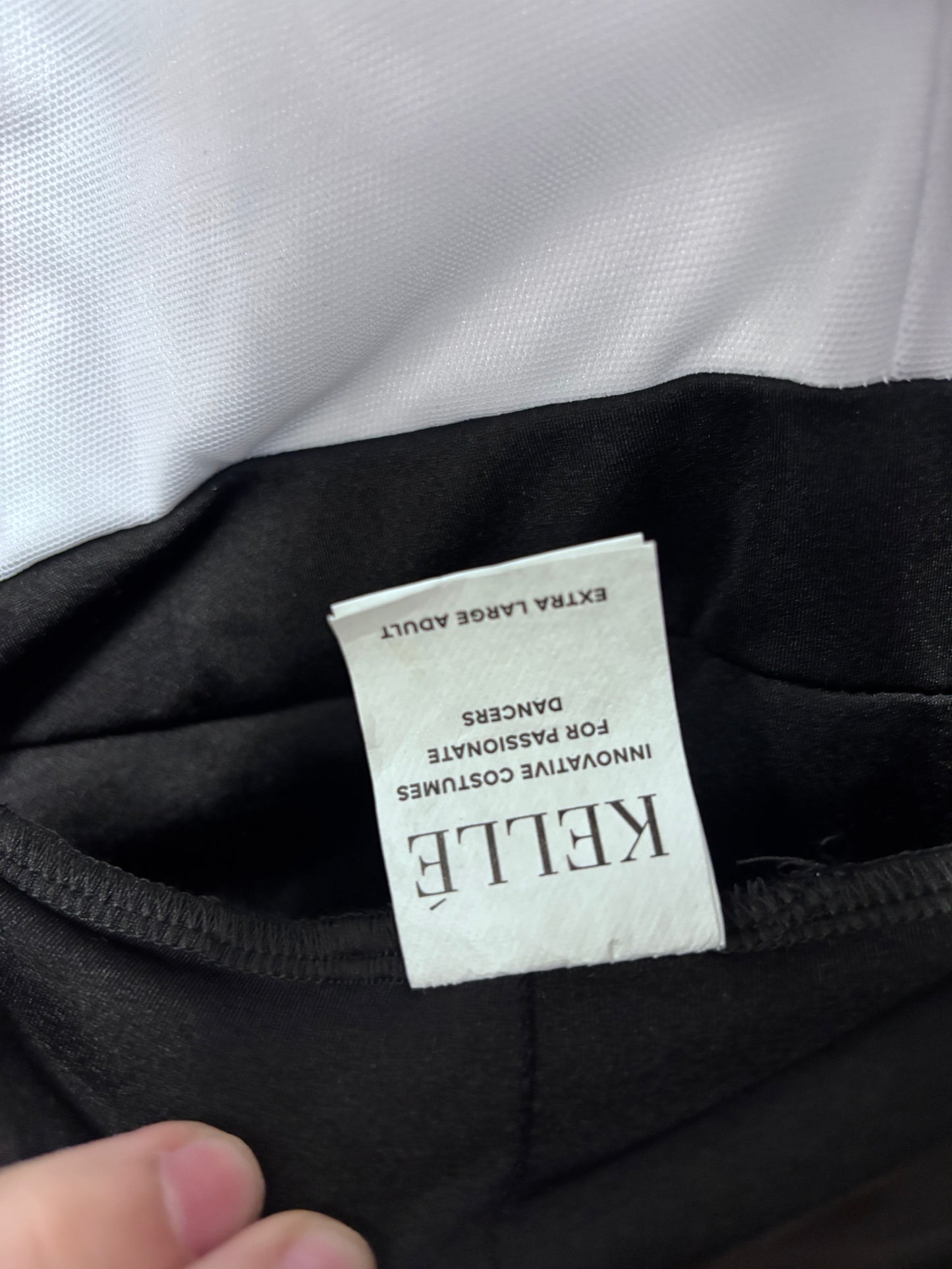Adult X-Large White Black Puffy Sleeve Leotard with Pants