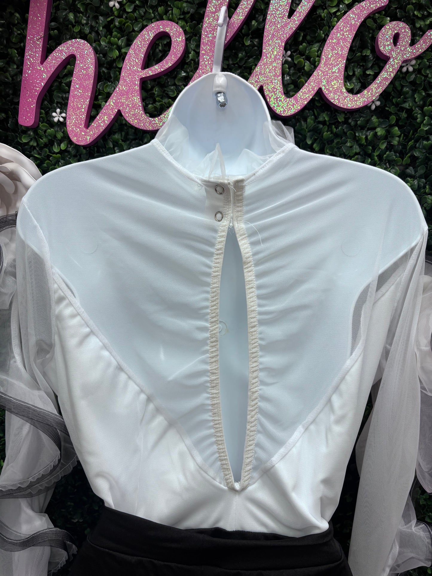 Adult X-Large White Black Puffy Sleeve Leotard with Pants