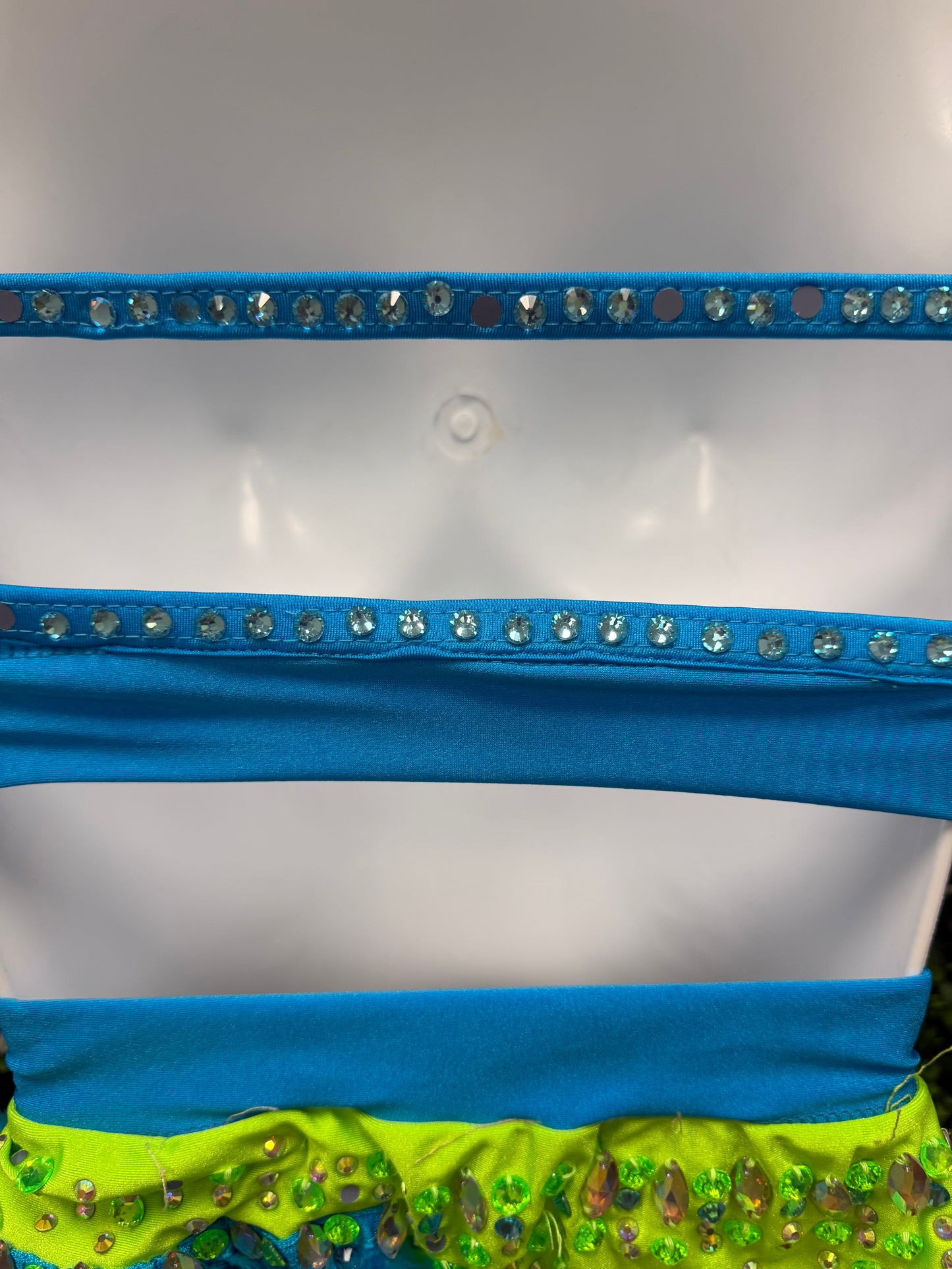 Child X-Large Green and Blue Feathered Costune