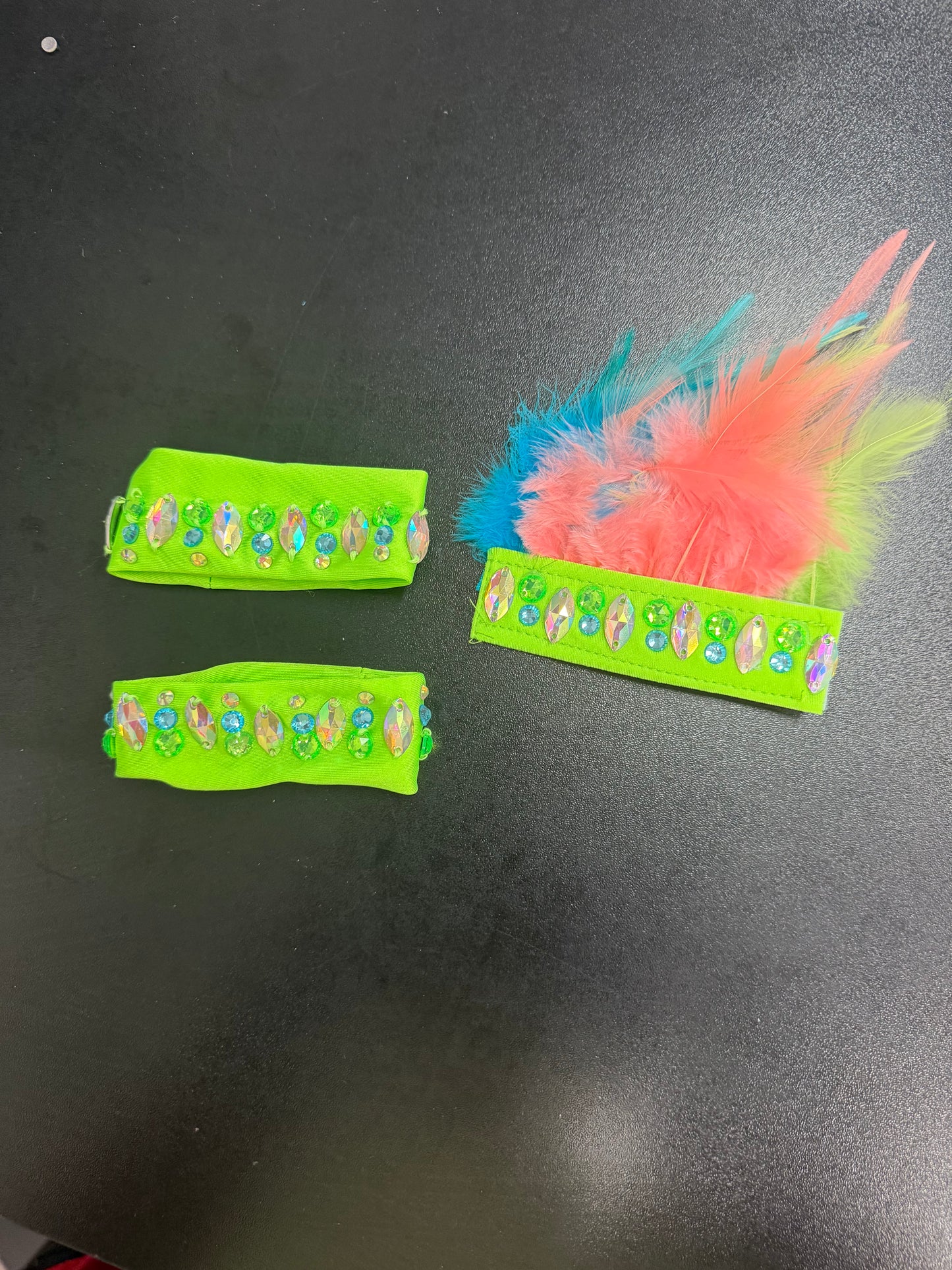 Child X-Large Green and Blue Feathered Costune