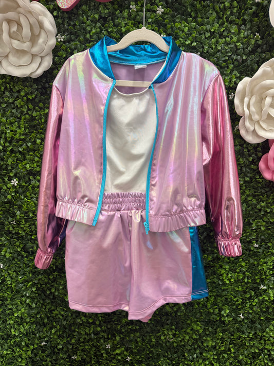 Child Medium Pink and Blue Holographic Costume