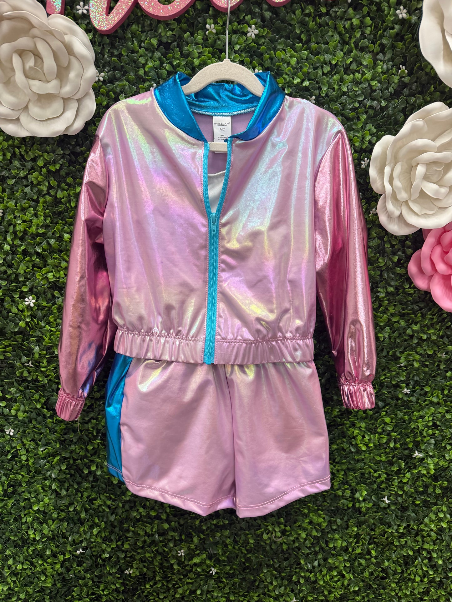 Child Medium Pink and Blue Holographic Costume